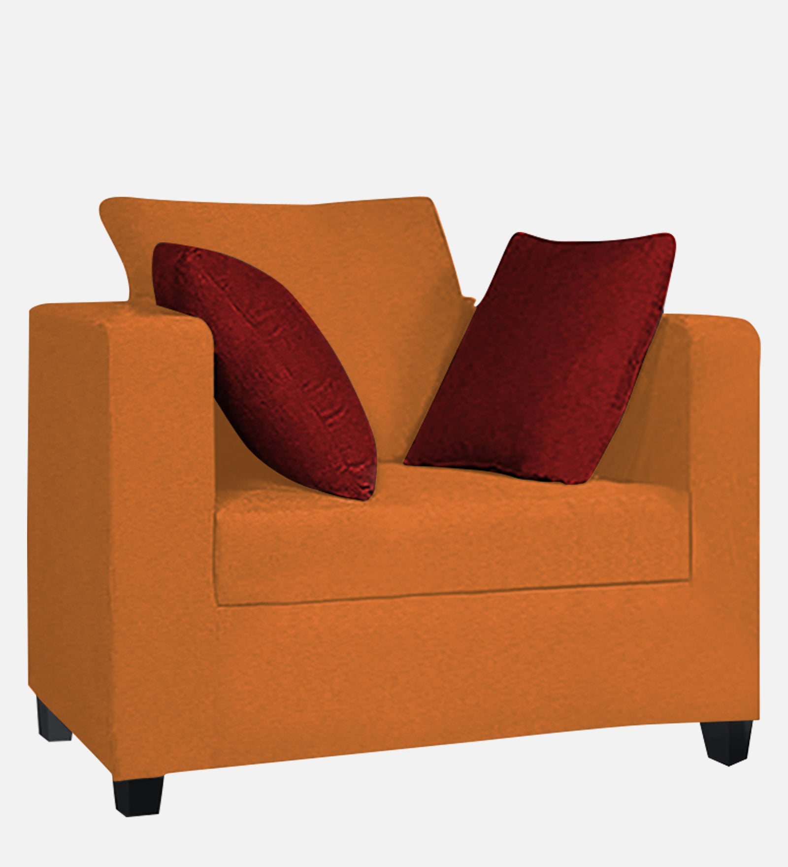 Nuska Fabric 1 Seater Sofa In Dark Orange Colour - Febonic Living