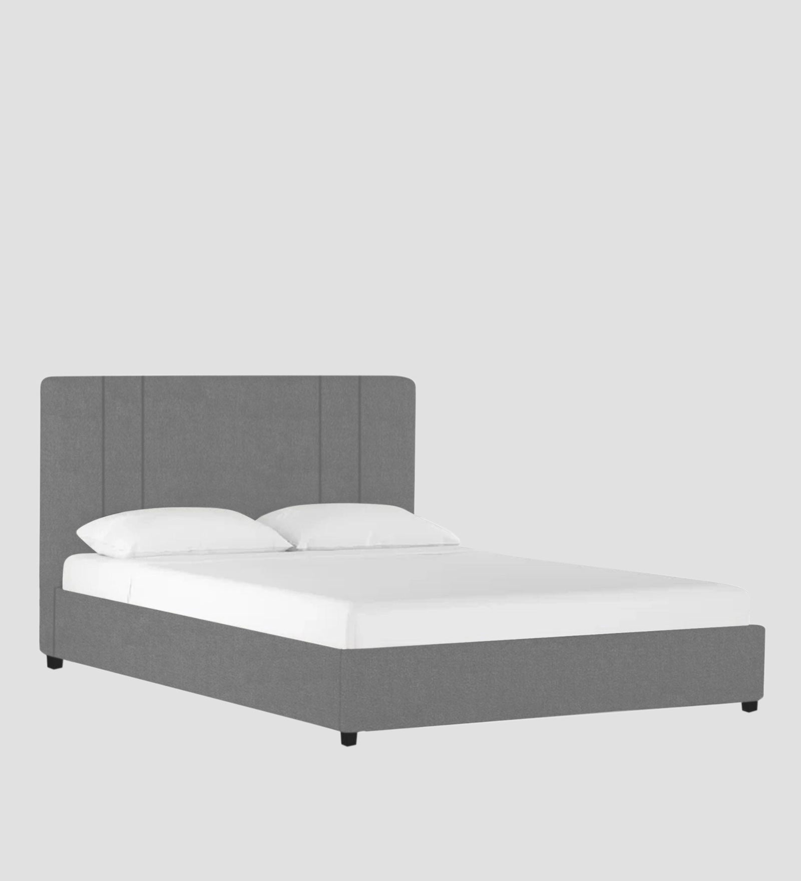 Asyra Velvet Queen Bed in Light Grey Colour With Box Storage - Febonic Living