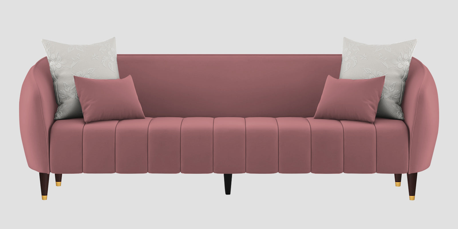 Hairo Velvet 3 Seater Sofa In Rose Pink Colour - Febonic Living