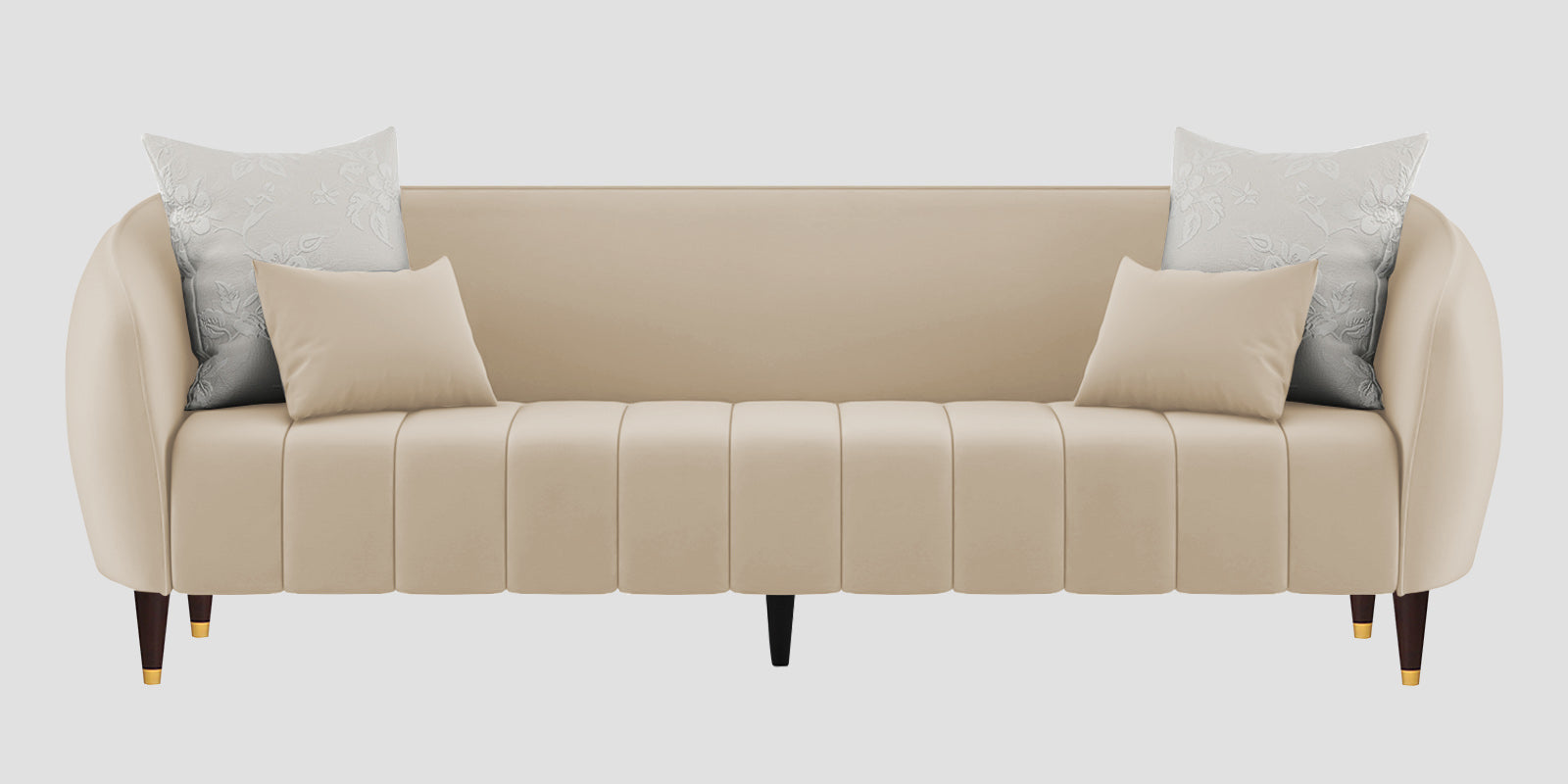 Hairo Velvet 3 Seater Sofa In Cream Beige Colour - Febonic Living