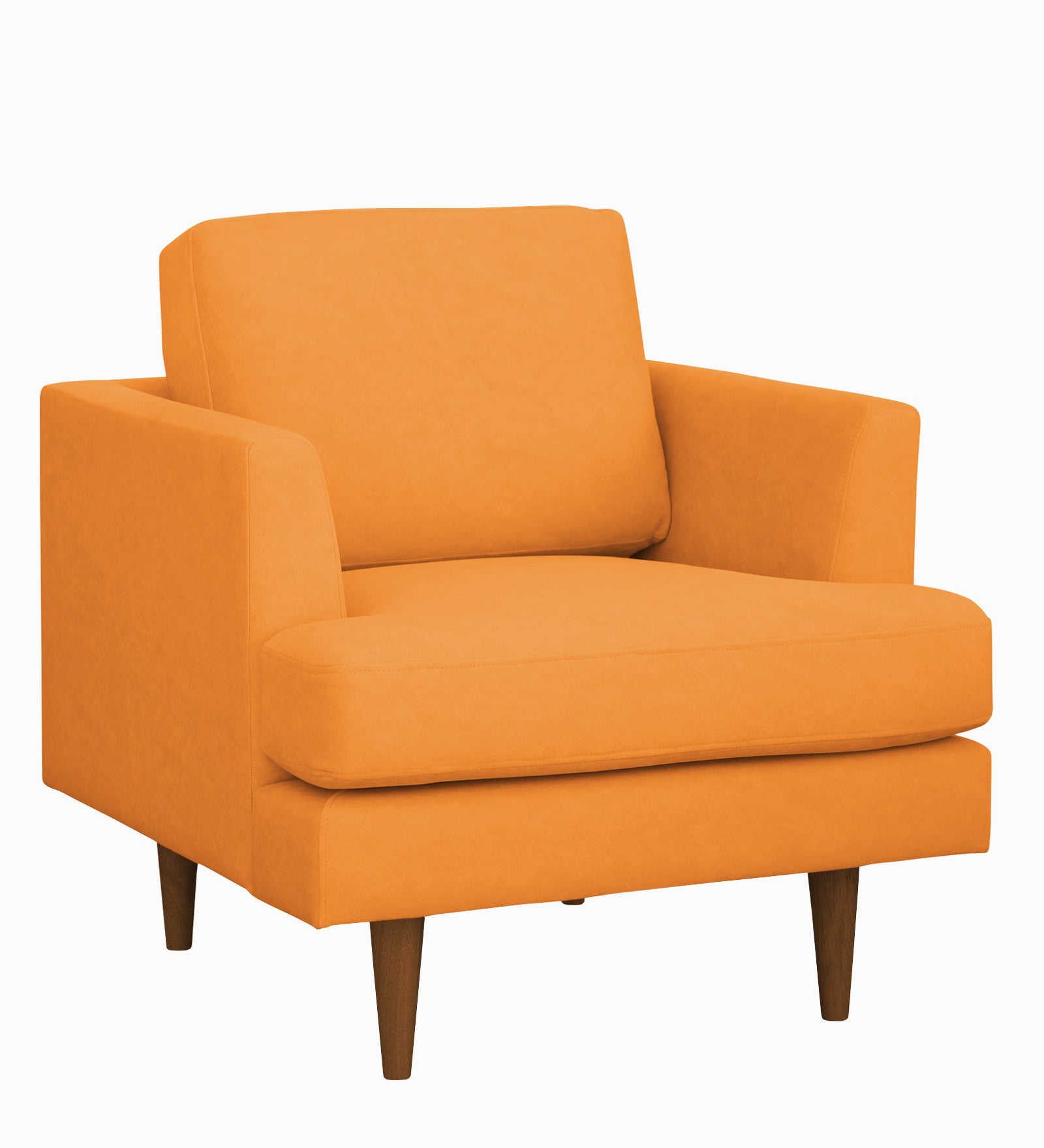Motra Velvet 1 Seater Sofa In Tangerine orange Colour - Febonic Living