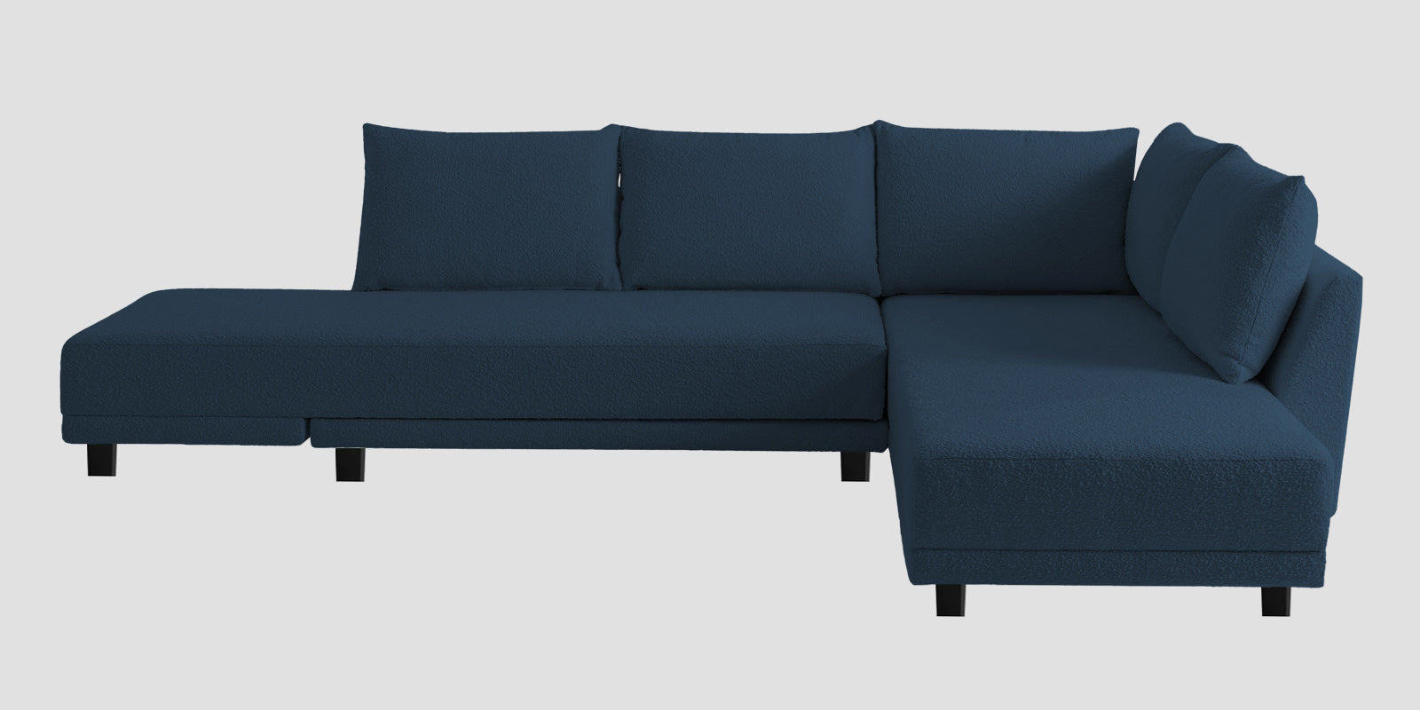 Ira Boucle Fabric LHS 6 Seater Convertible Sofa Cum Bed In Classic Blue Colour - Febonic Living