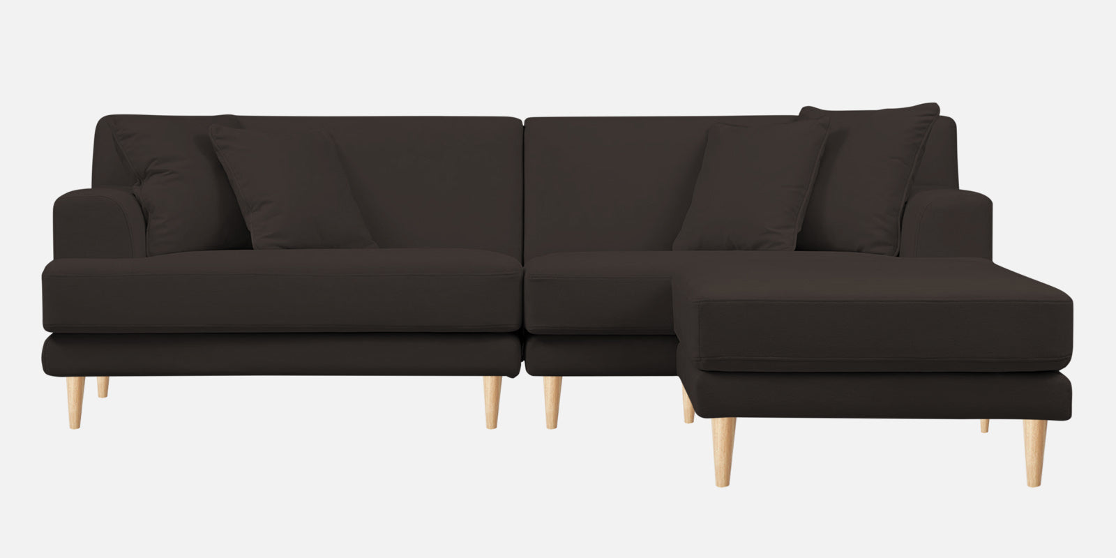Woody Fabric LHS Sectional Sofa (3+Lounger) In Coal Brown Colour - Febonic Living