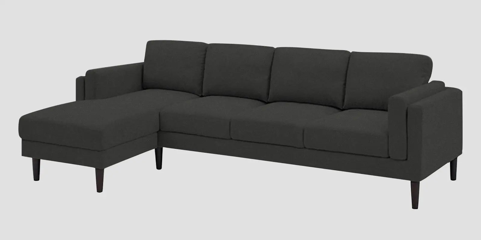 Creata Fabric RHS Sectional Sofa (3+Lounger) In Charcoal Grey Colour Febonic Living