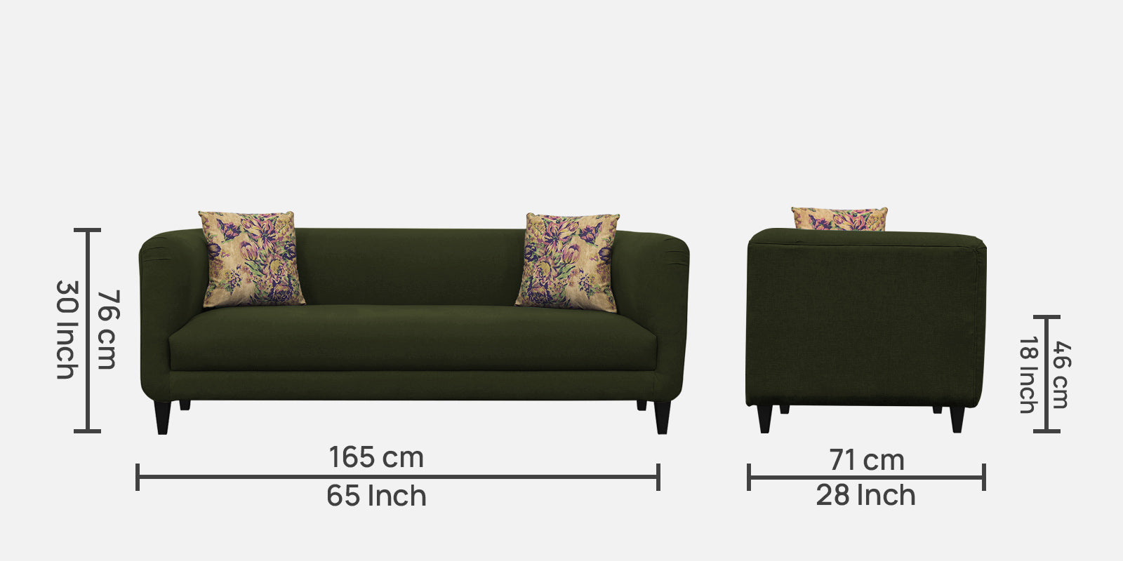 Niki Fabric 3 Seater Sofa In Olive Green Colour - Febonic Living