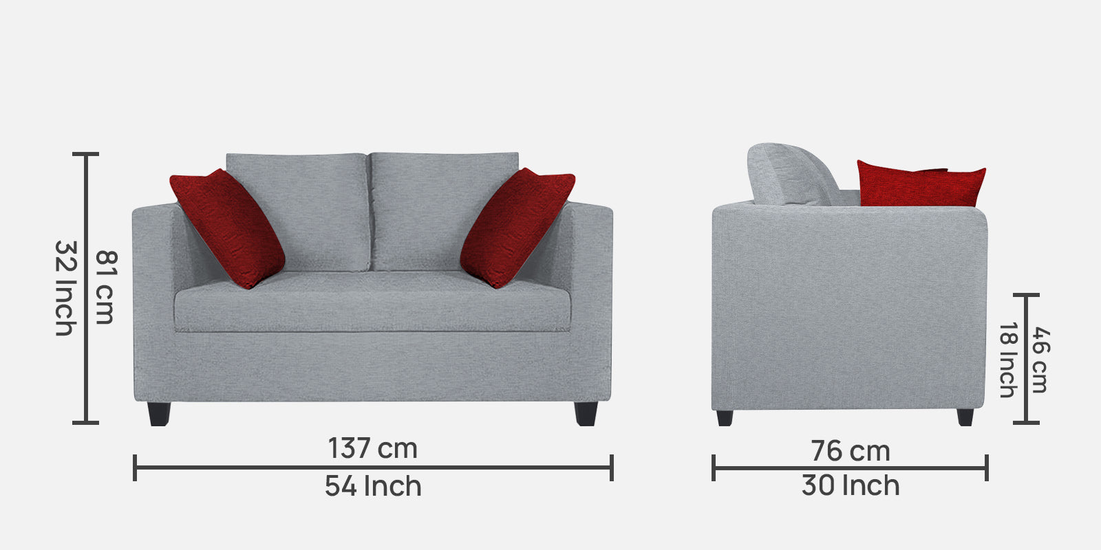 Nuska Fabric 2 Seater Sofa in Coin Grey Colour