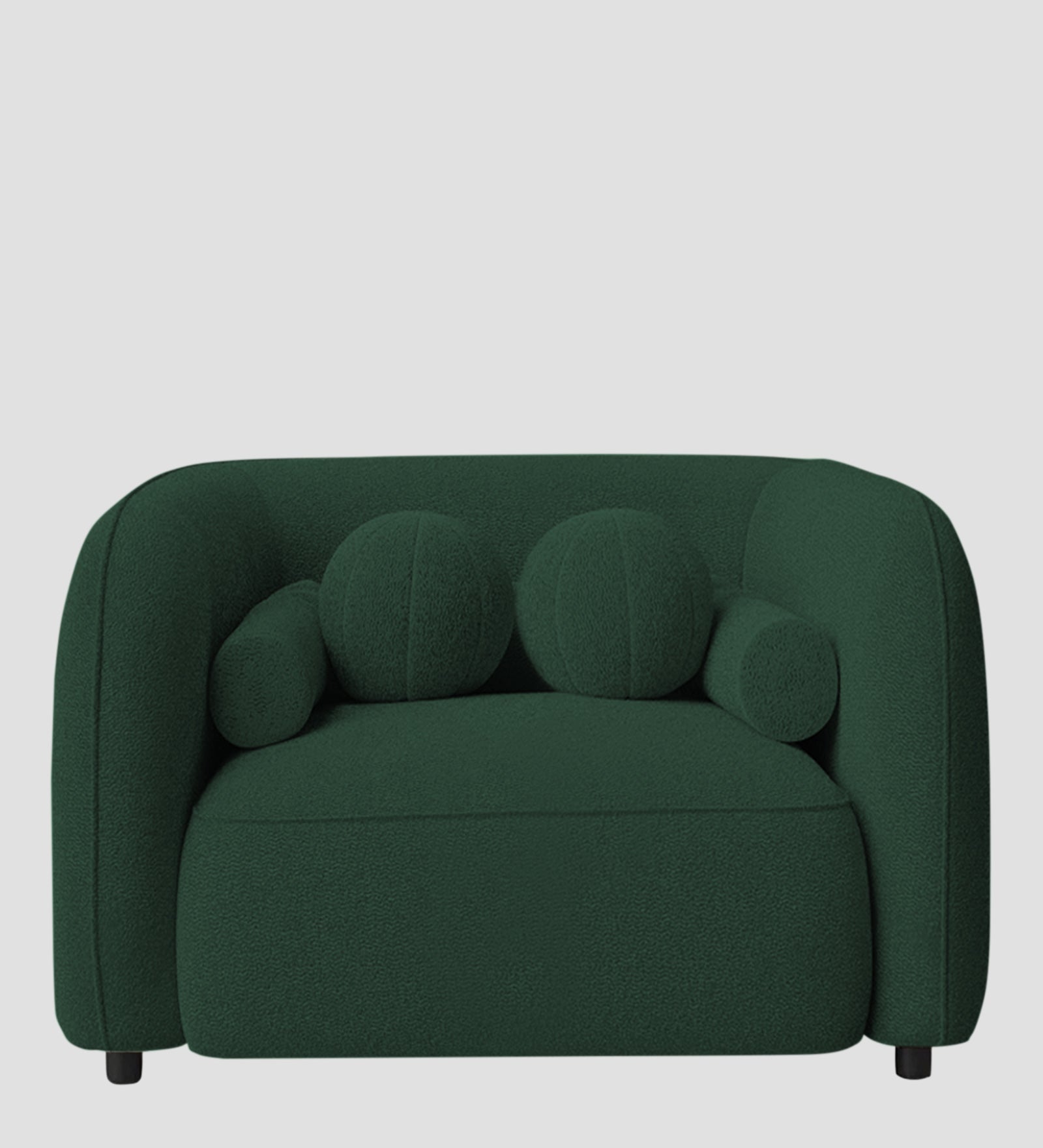 Corny Boucle Fabric 1 Seater Sofa In Hunter Green Colour - Febonic Living