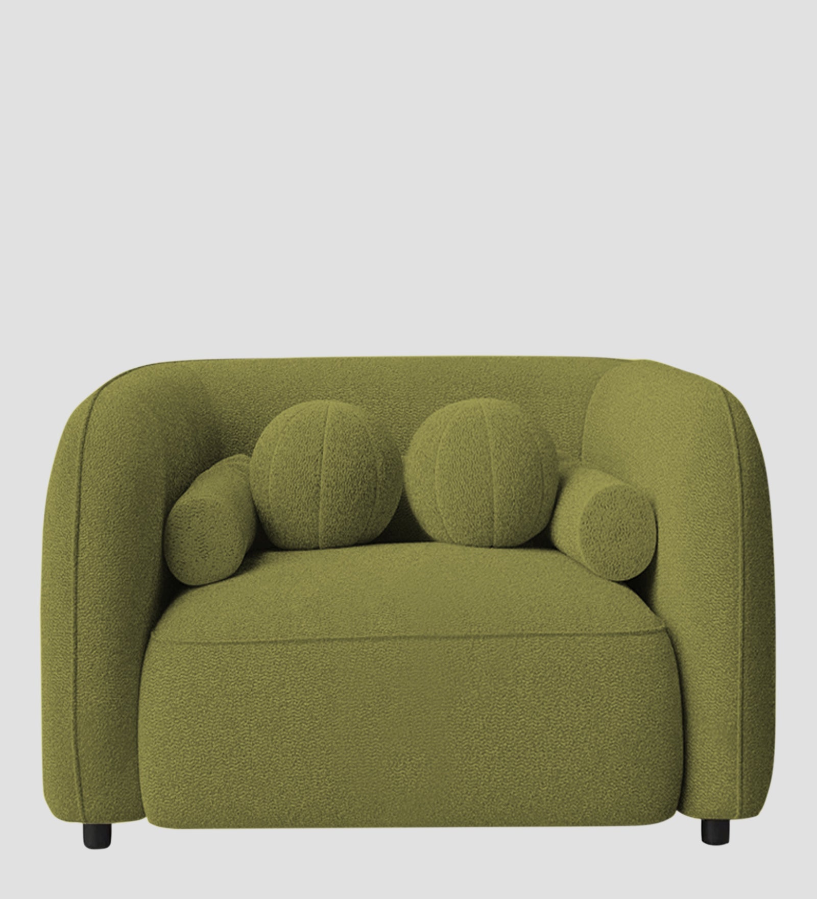 Corny Boucle Fabric 1 Seater Sofa In Apple Green Colour - Febonic Living