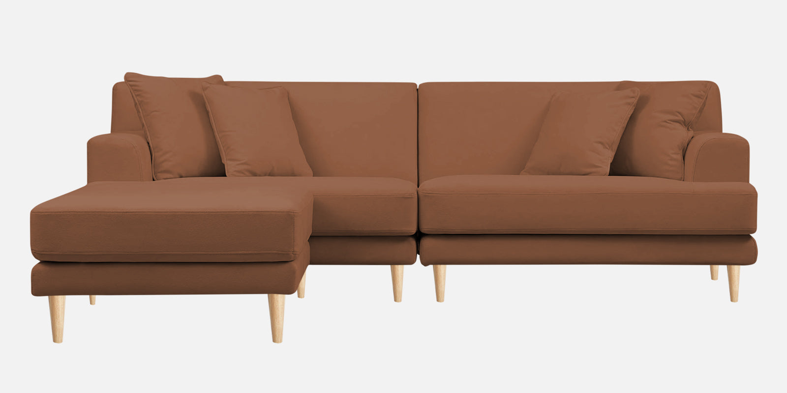 Woody Fabric RHS Sectional Sofa (3+Lounger) In Caramel Beige Colour - Febonic Living