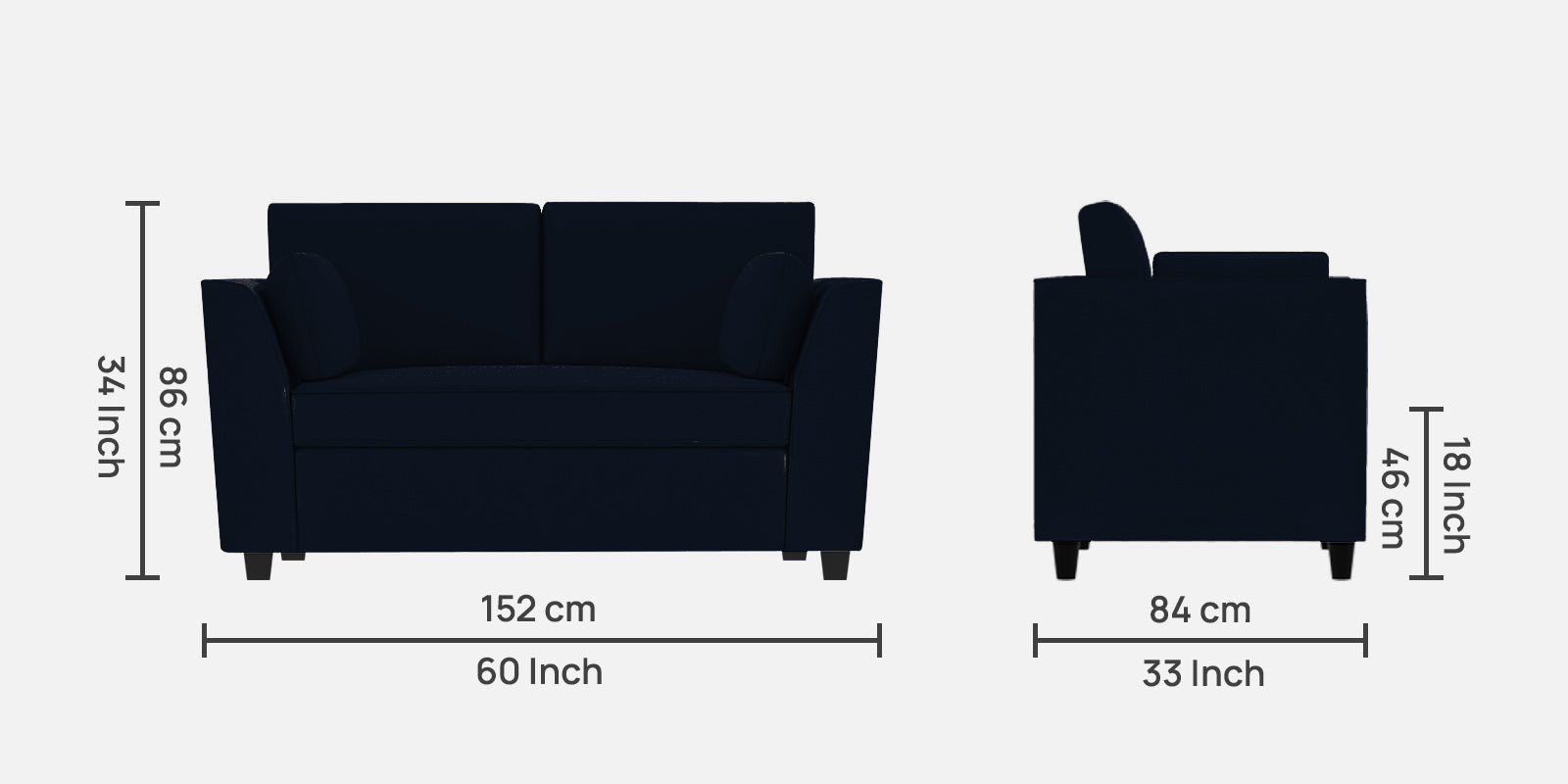 Bristo Velvet 2 Seater Sofa In Dark Blue Colour - Febonic Living