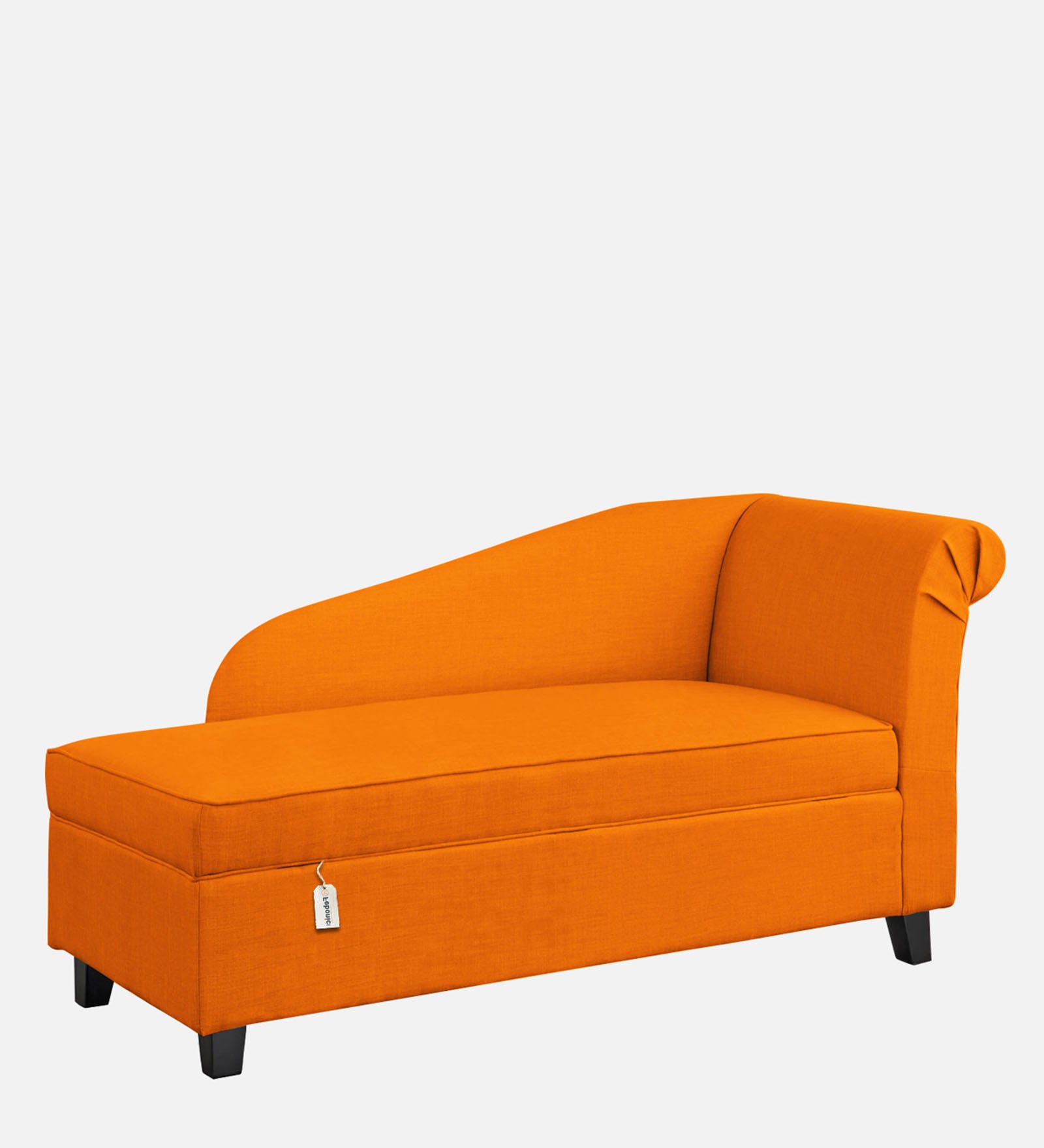 Toppy Fabric LHS Chaise Lounger In Vivid Orange Colour With Storage - Febonic Living