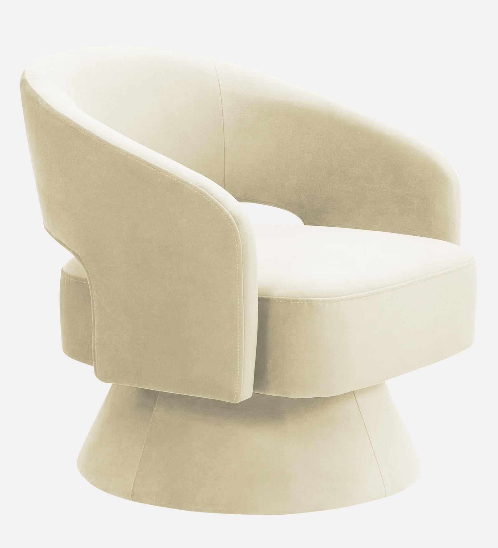 Pendra Velvet Swivel Chair In Warm White Colour - Febonic Living