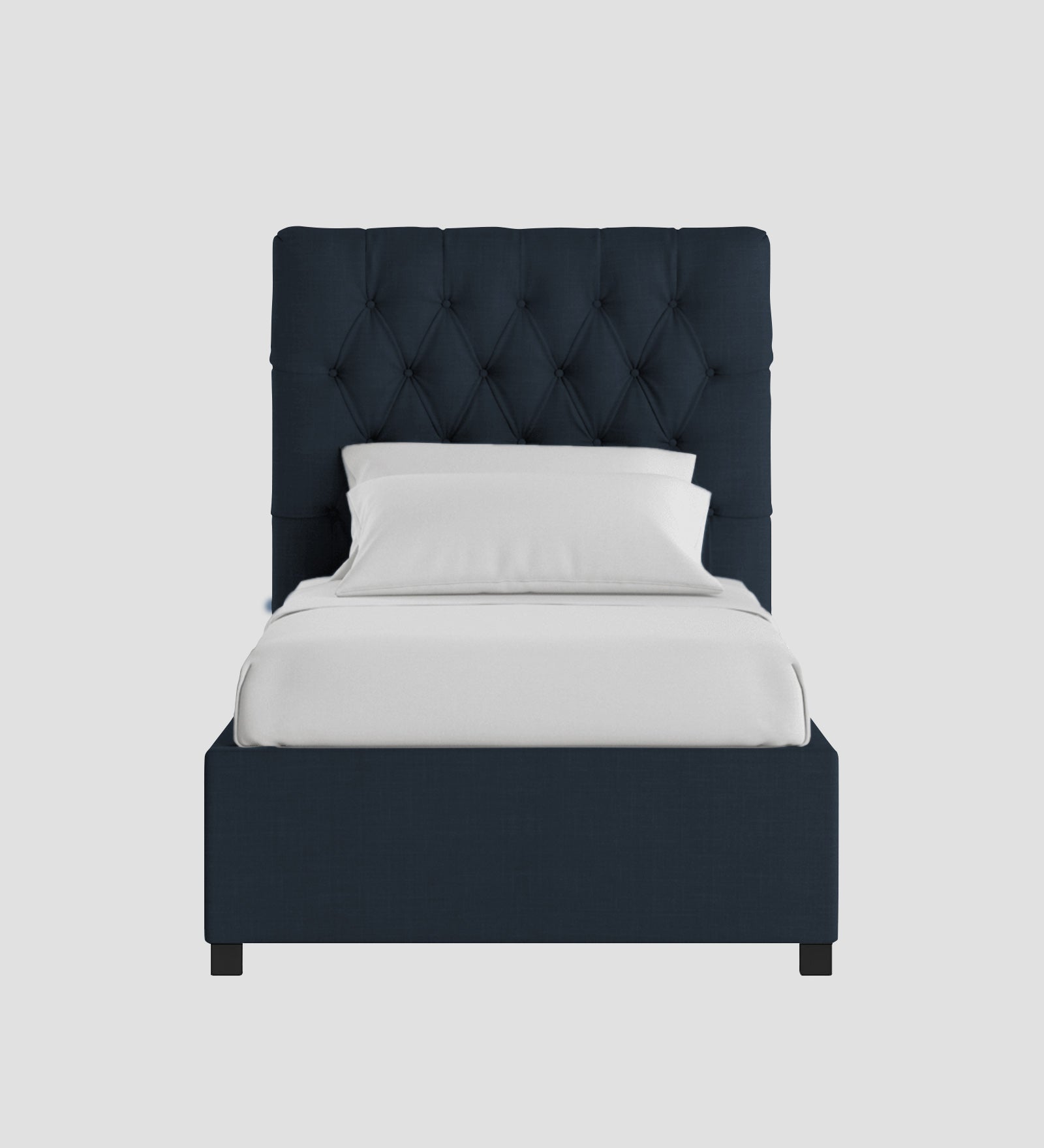 Isko Fabric Upholstered Single Bed in Denim Blue Colour with Box Storage - Febonic Living