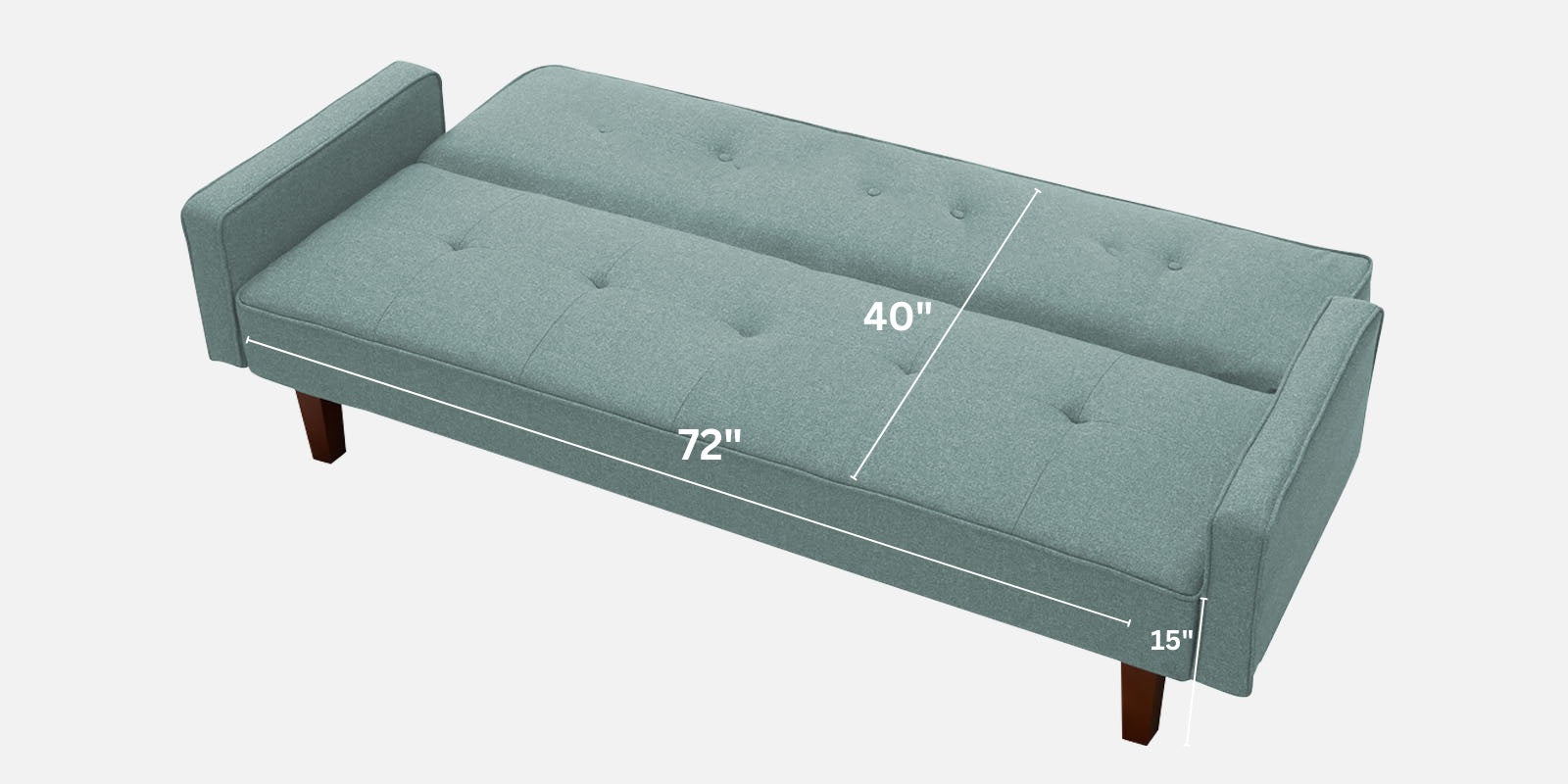 Nebia Fabric 3 Seater Convertible Sofa Cum Bed In Suka Blue Colour - Febonic Living