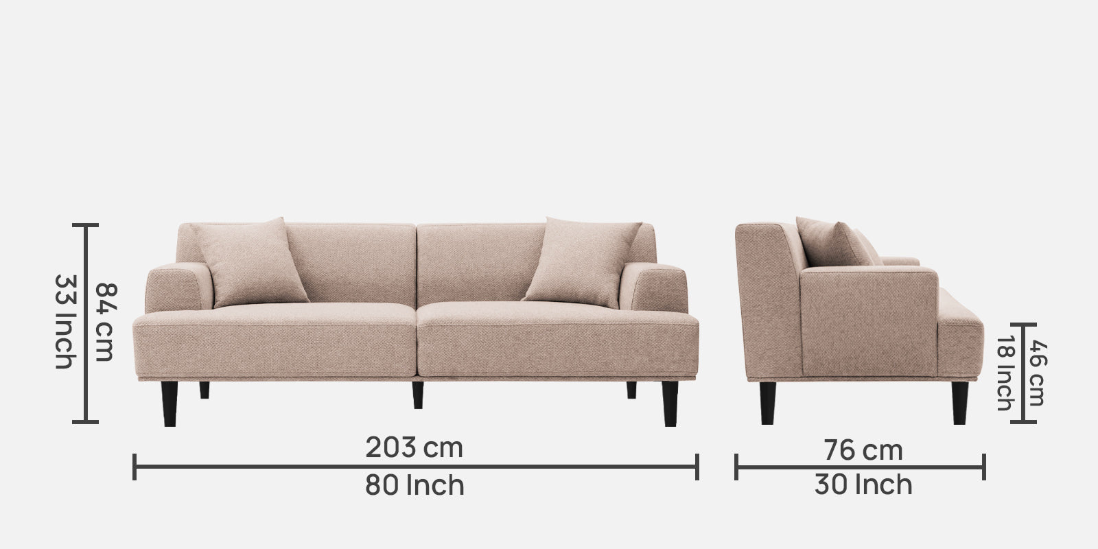 Cobby Fabric 3 Seater Sofa In Mush Beige Colour - Febonic Living