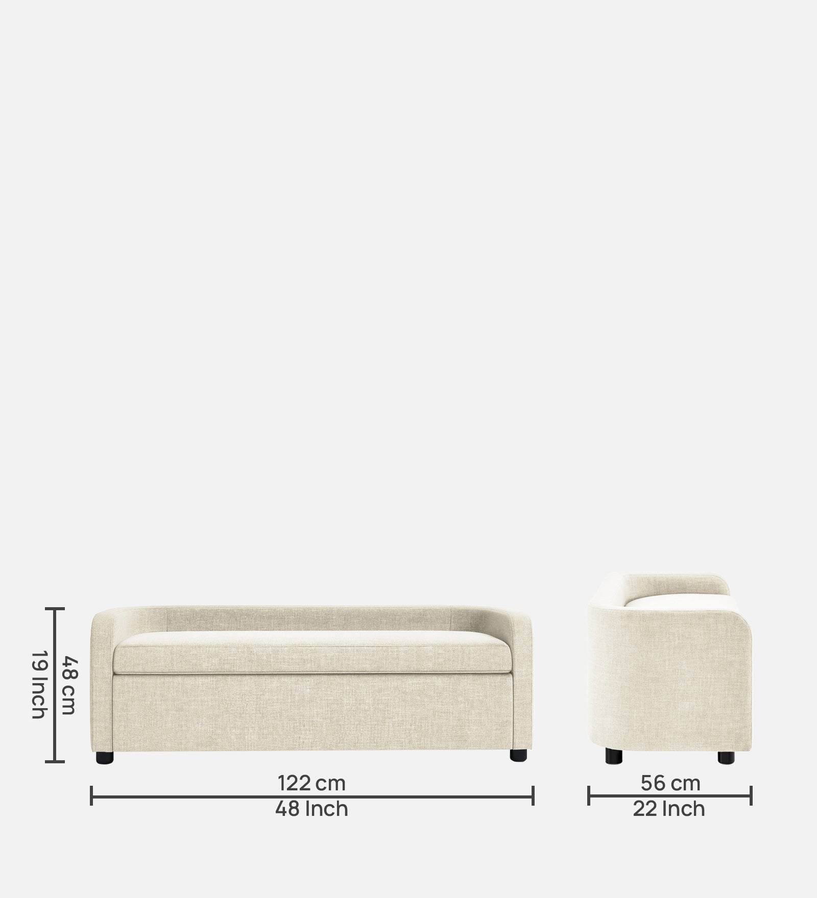 Cooper Fabric Storage Bench In Ivory Cream Colour - Febonic Living