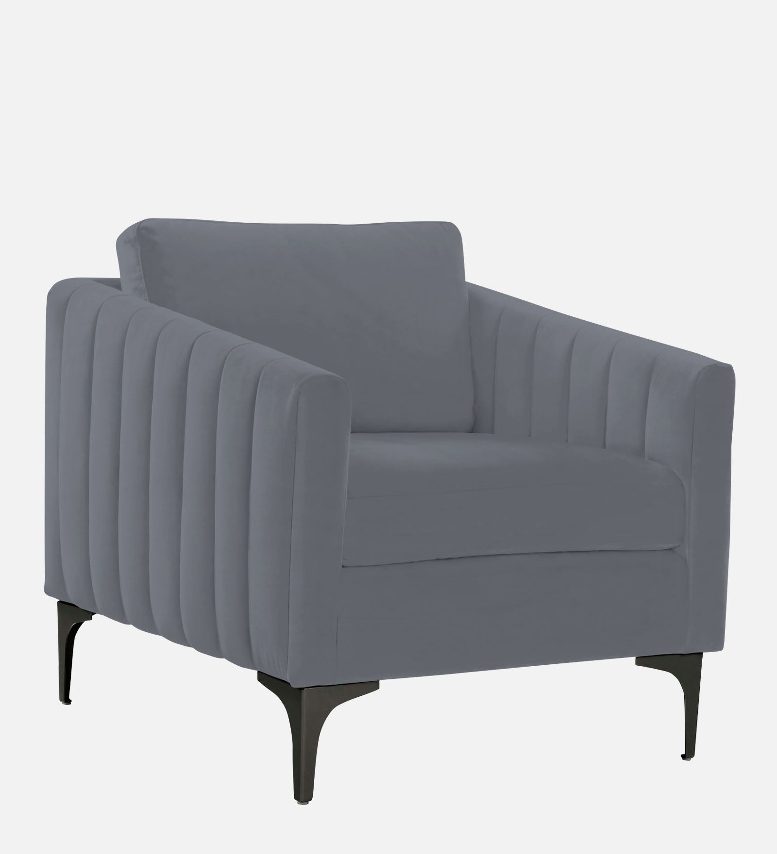 Haru Velvet 1 Seater Sofa In Pubble Grey Colour - Febonic Living