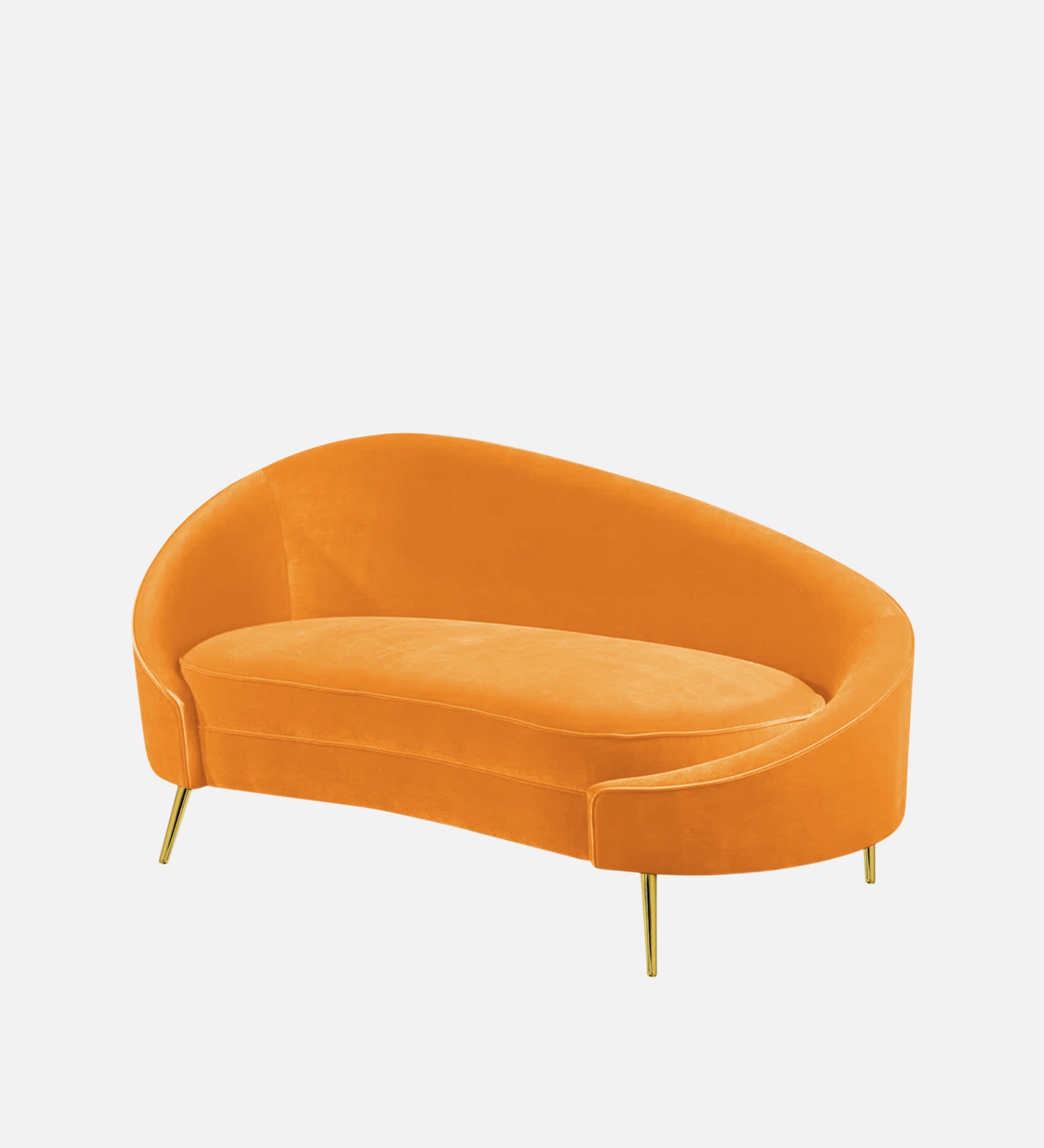 Cely Velvet RHS Chaise Lounger In Tangerine Orange Colour - Febonic Living