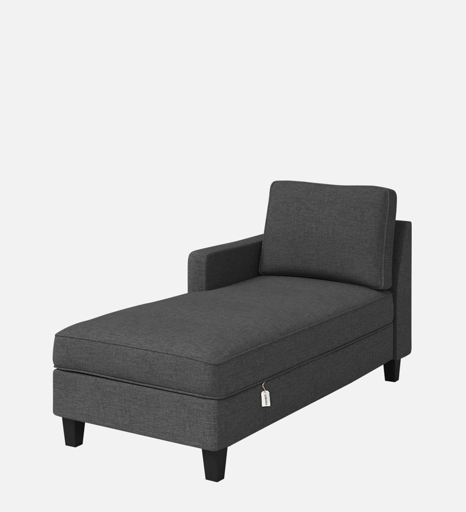 Royee Fabric LHS Chaise Lounger In Charcoal Grey Colour With Storage - Febonic Living