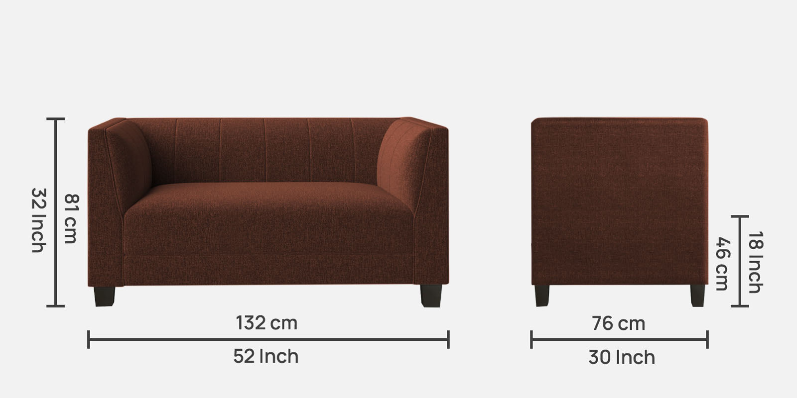 Chastin Fabric 2 Seater Sofa In Coffee Brown Colour - Febonic Living