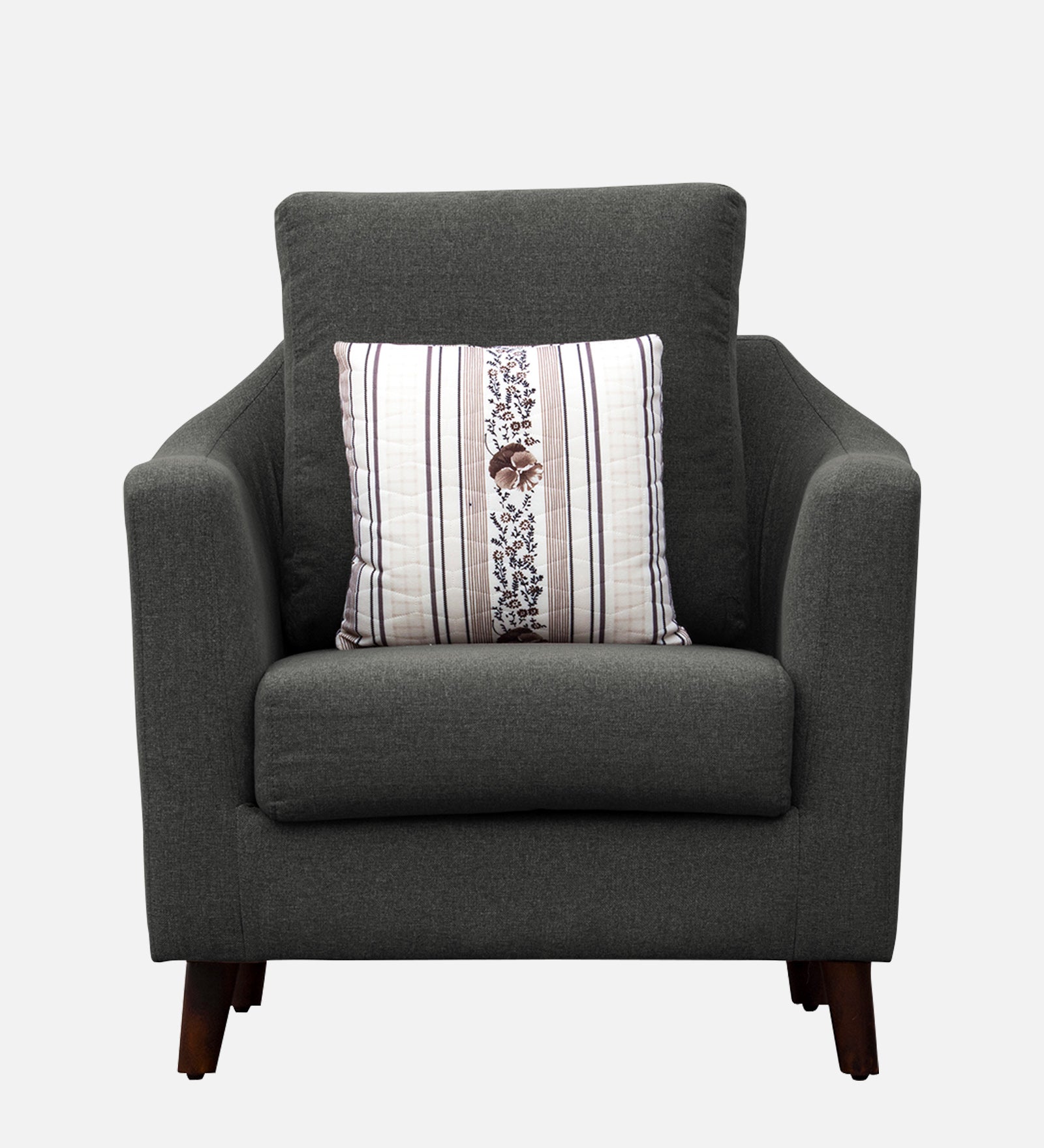 Kevin Fabric 1 Seater Sofa In Charcoal Grey Colour - Febonic Living