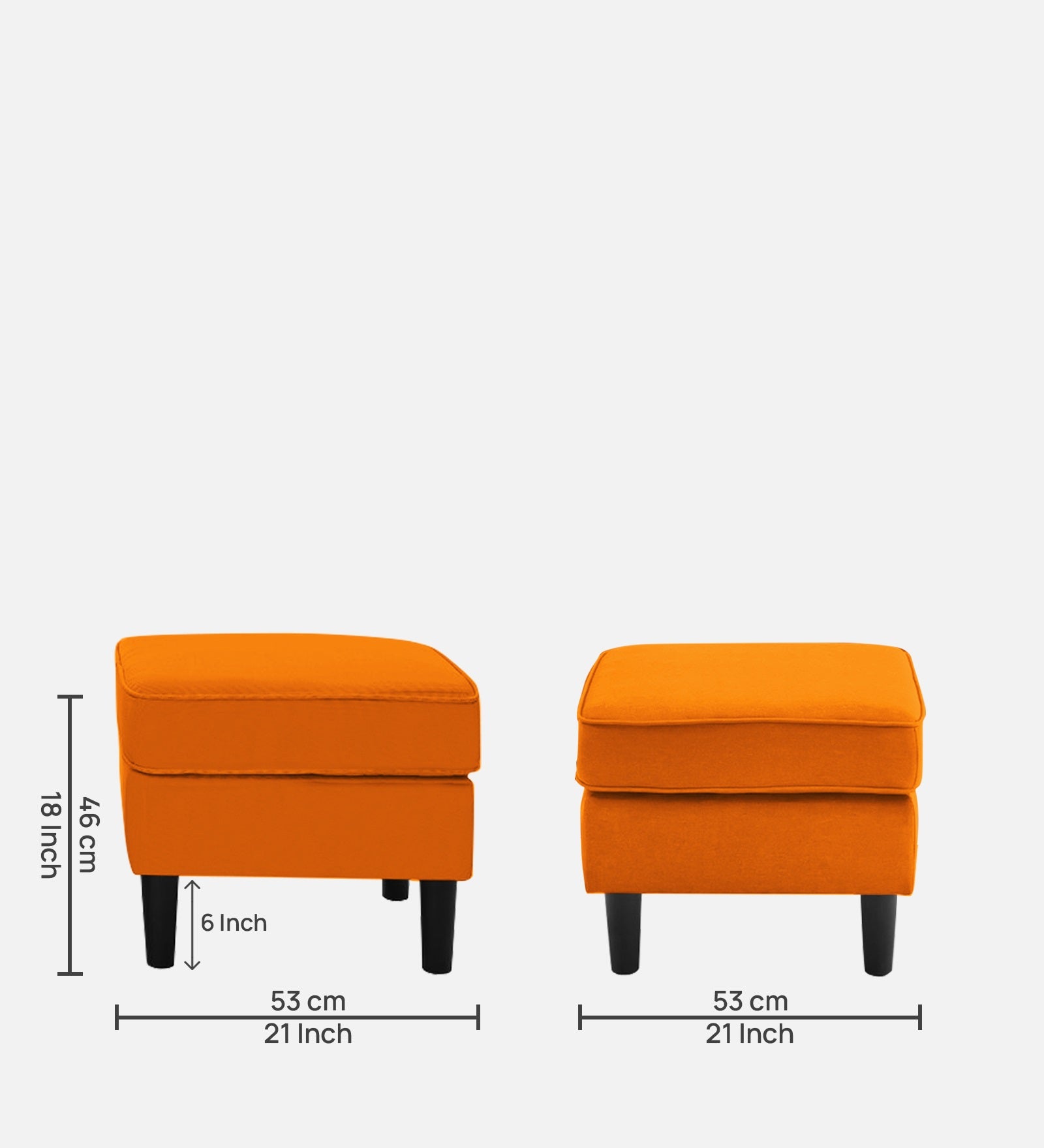 Sona Fabric Barrel Chair With Ottoman In Vivid Orange Colour - Febonic Living