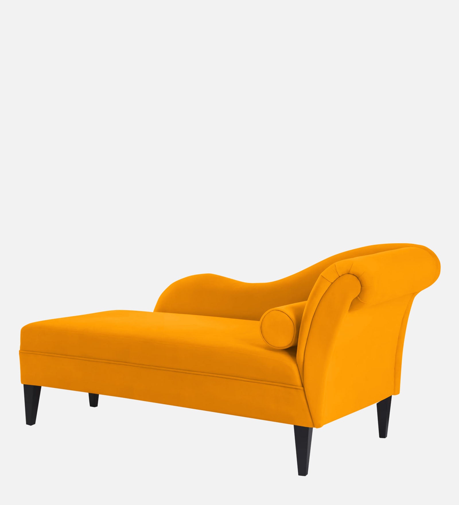 Rana Velvet LHS Chaise Lounger In Saffron Yellow Colour - Febonic Living