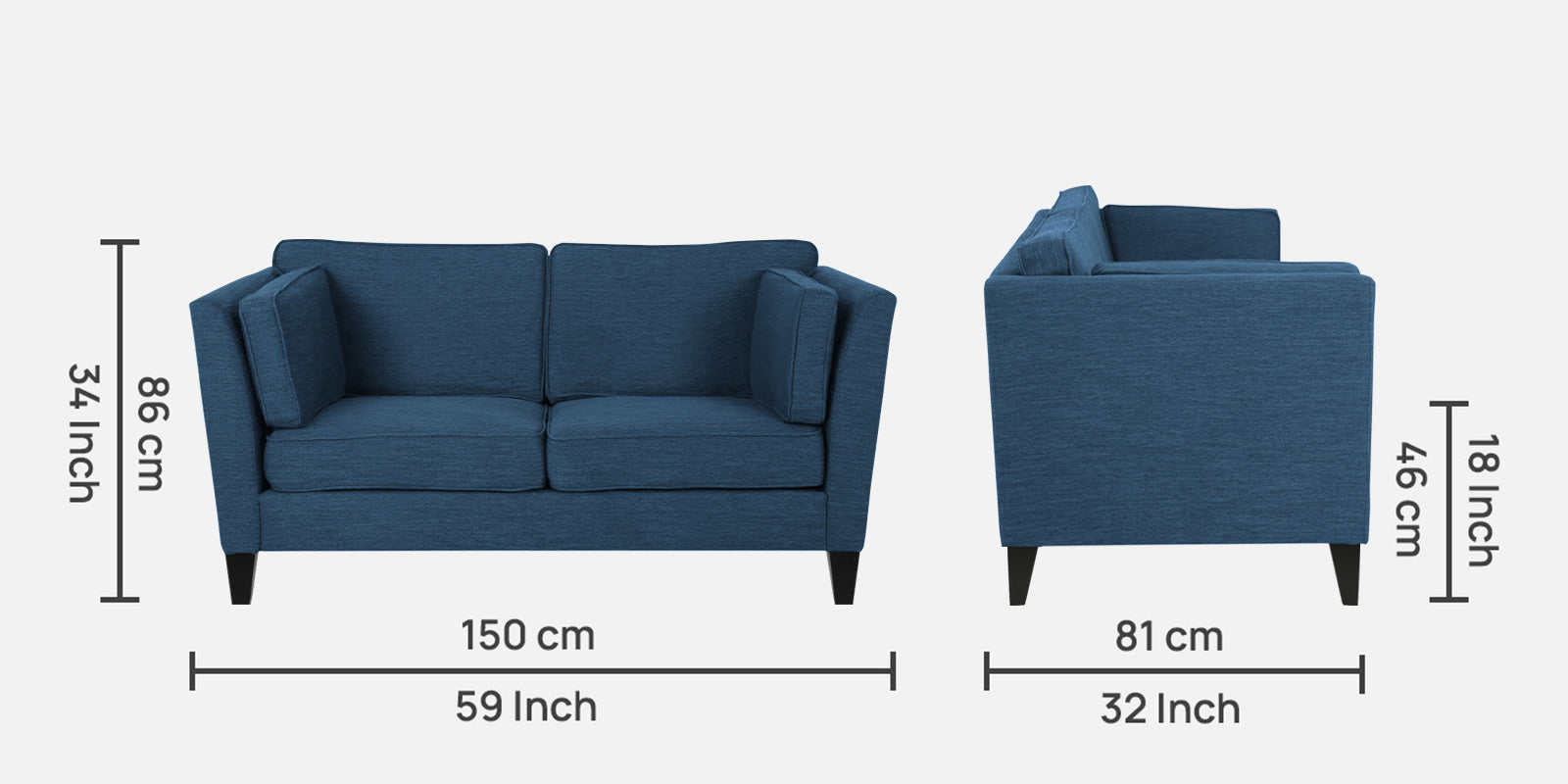 Nigar Fabric 2 Seater Sofa in Light Blue Colour