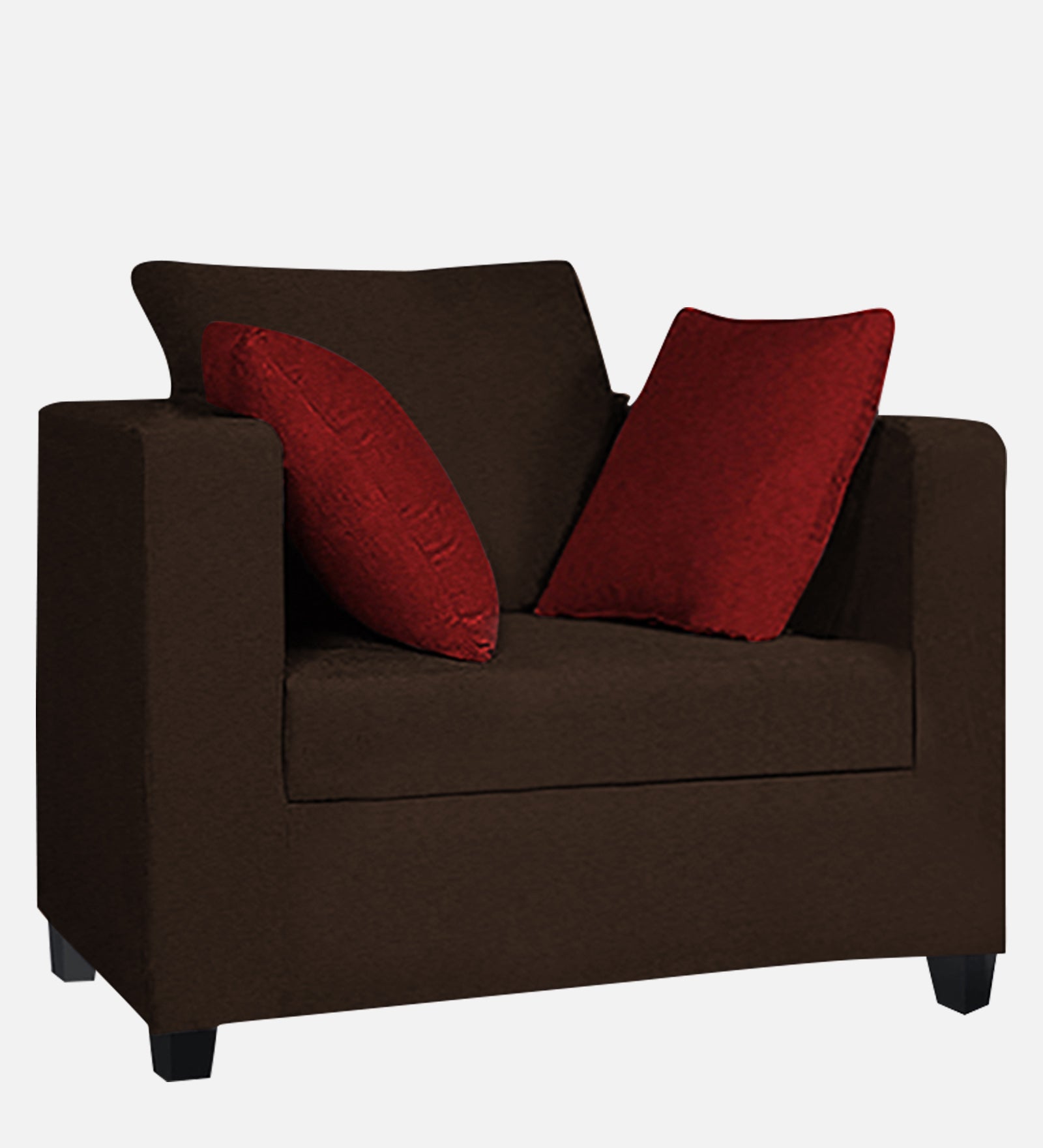Nuska Fabric 1 Seater Sofa In Cidar Brown Colour - Febonic Living