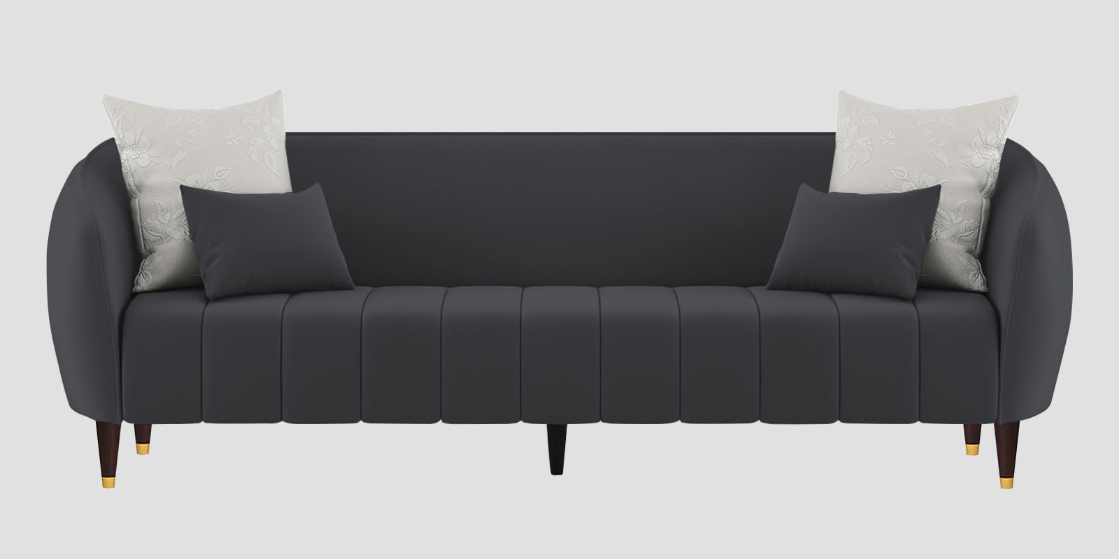 Hairo Velvet 3 Seater Sofa In Davy Grey Colour