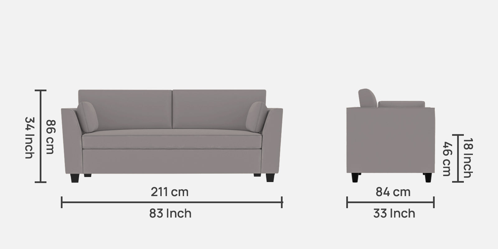 Bristo Velvet 3 Seater Sofa In pearl grey Colour With Storage - Febonic Living