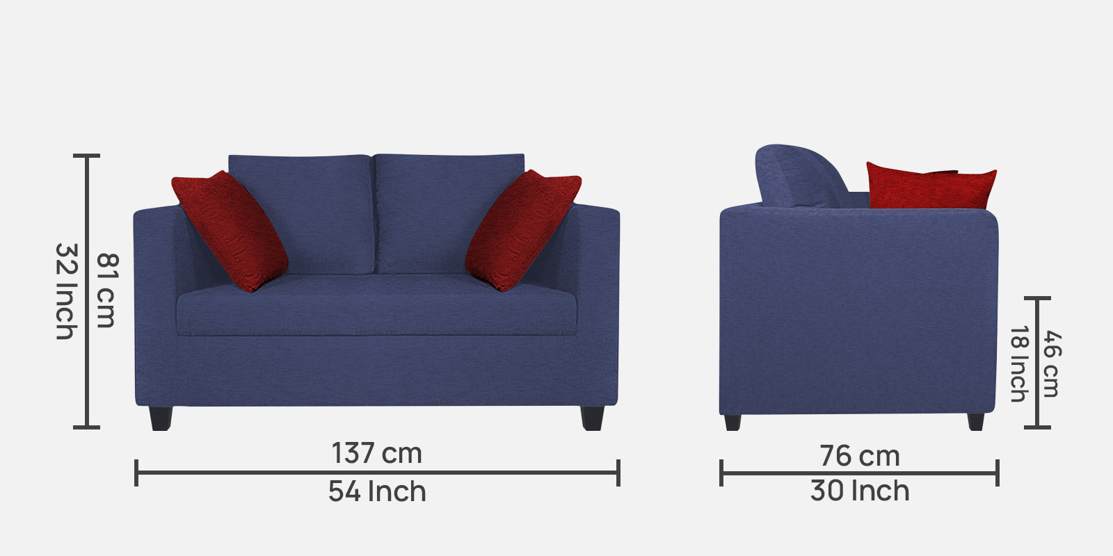 Nuska Fabric 2 Seater Sofa In Slate Blue Colour - Febonic Living