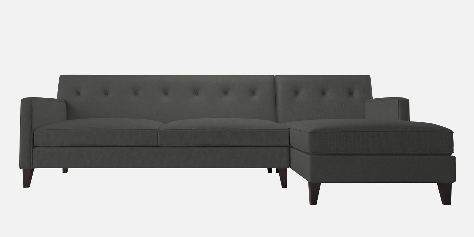 Miller Fabric LHS Sectional Sofa (3+Lounger) In Charcoal Grey Colour - Febonic Living