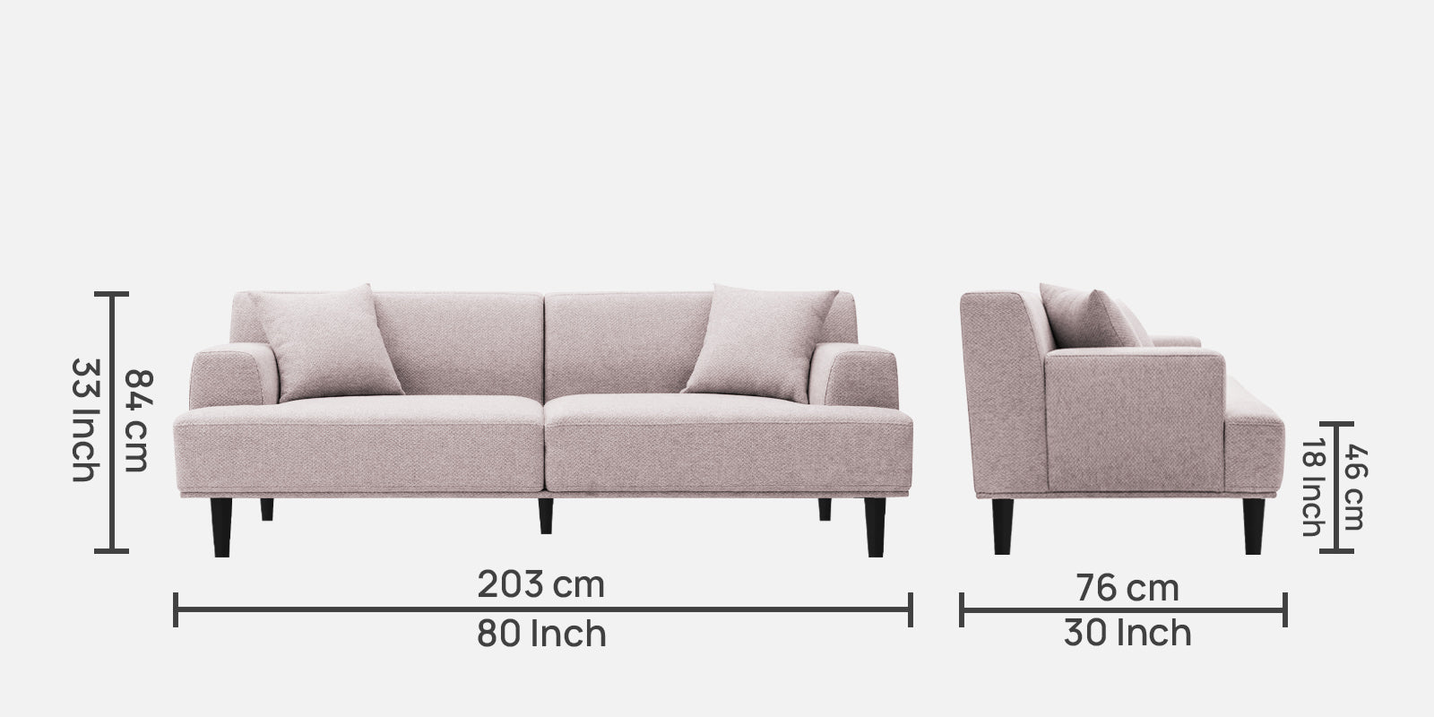 Cobby Fabric 3 Seater Sofa In Orchid Beige Colour - Febonic Living