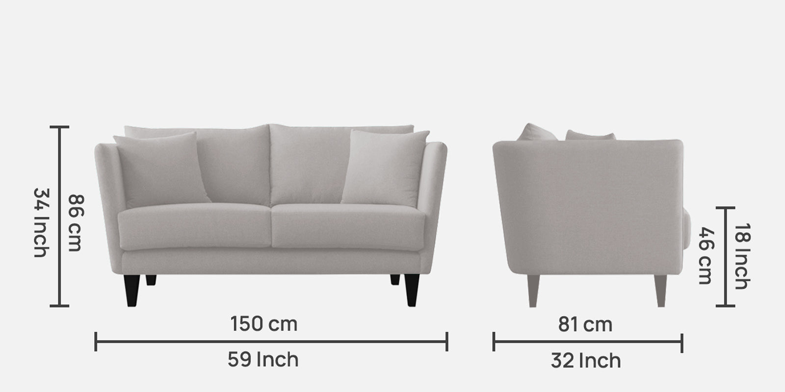 Norway Velvet 2 Seater Sofa In Concrete Grey Colour - Febonic Living