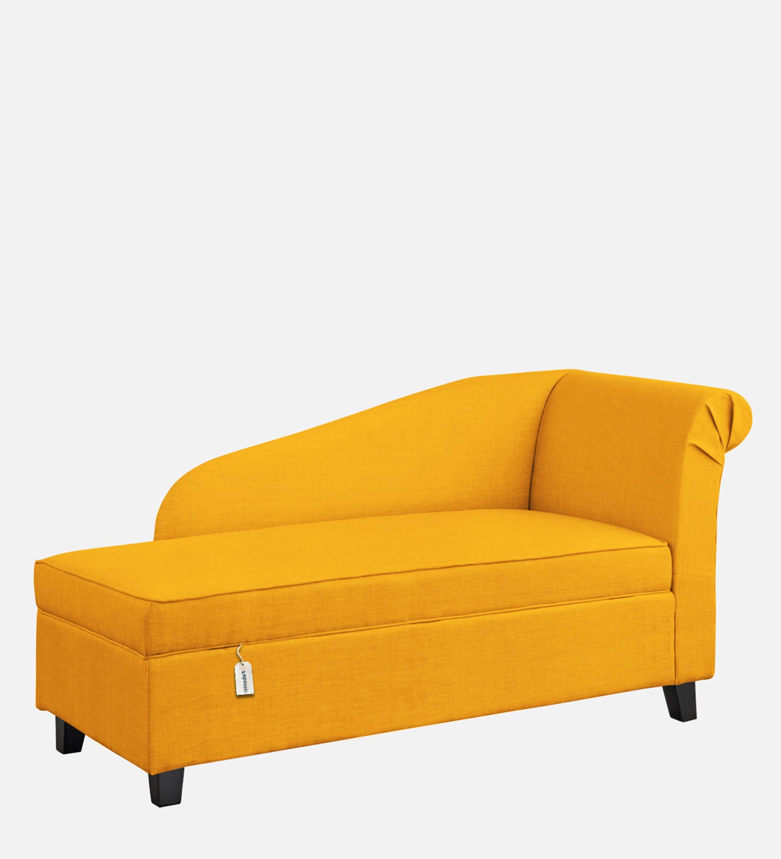 Toppy Fabric LHS Chaise Lounger In Bold Yellow Colour With Storage - Febonic Living