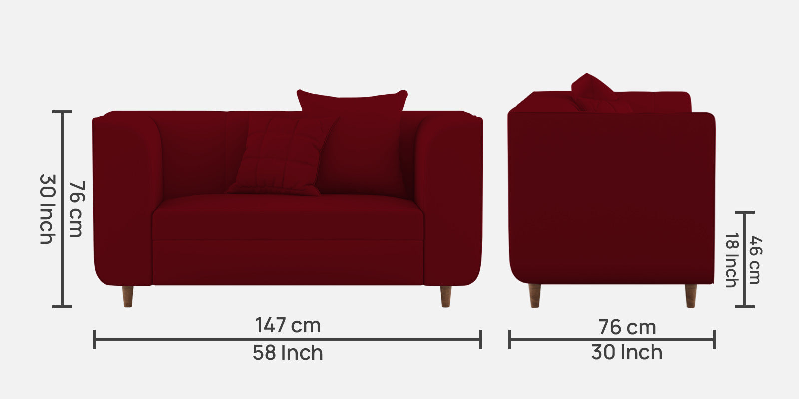 Sumo Velvet 2 Seater Sofa In Cherry Red Colour - Febonic Living