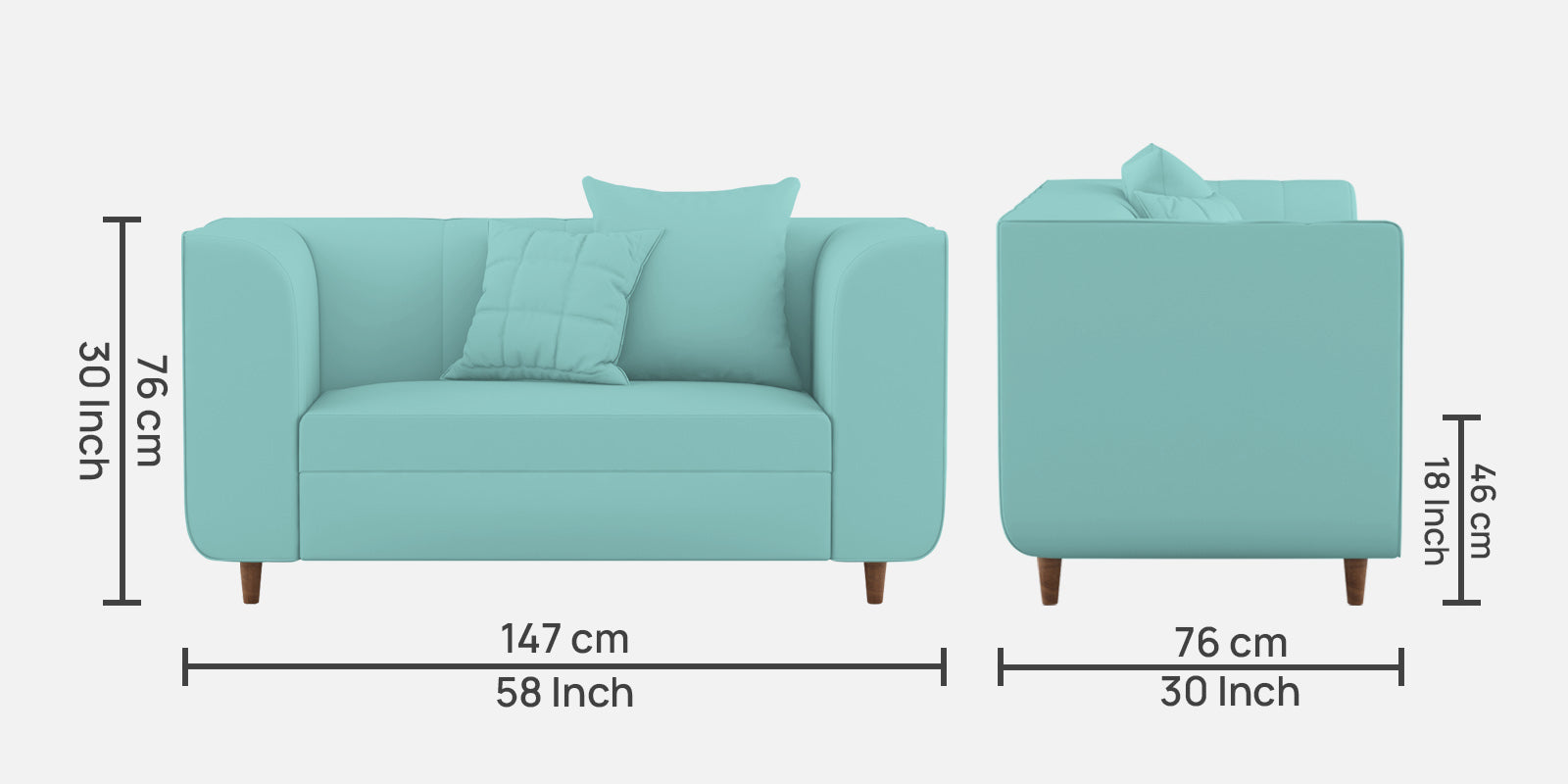 Sumo Velvet 2 Seater Sofa In Barmunda Aqua Colour - Febonic Living