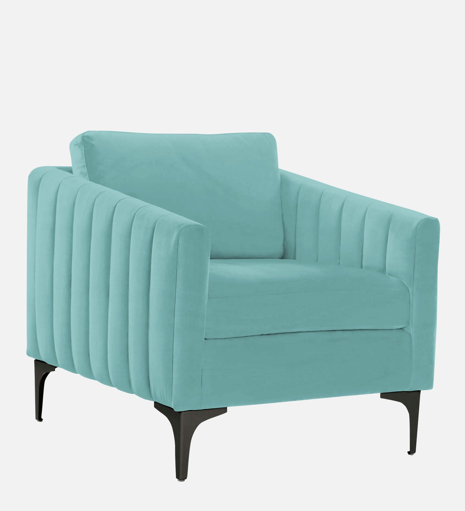Haru Velvet 1 Seater Sofa In Barmunda Aqua Colour - Febonic Living