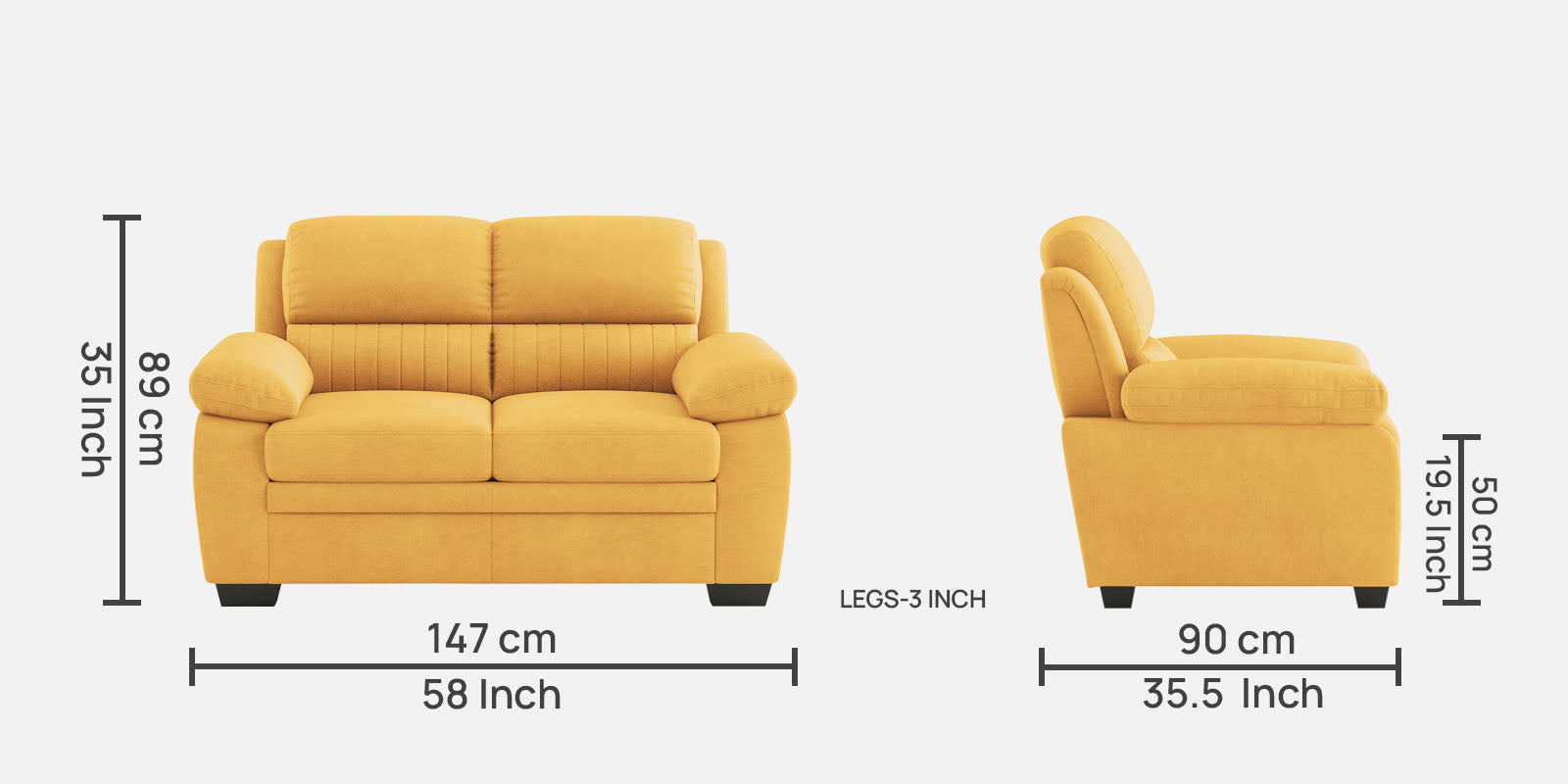 Miranda Velvet 2 Seater Sofa In Turmeric yellow Colour - Febonic Living