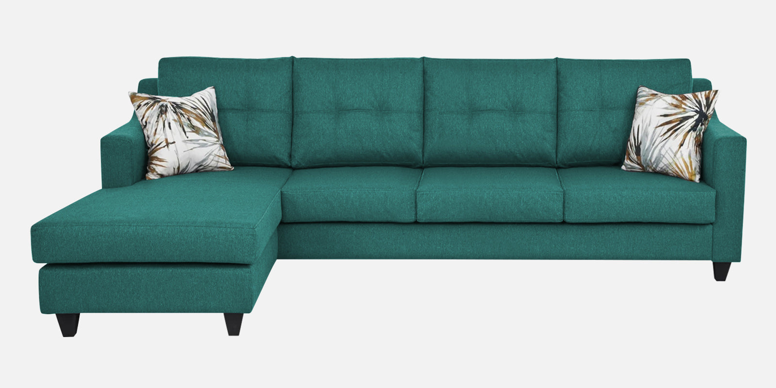 Welly Fabric RHS Sectional Sofa (3+Lounger) In Sea Green Colour - Febonic Living