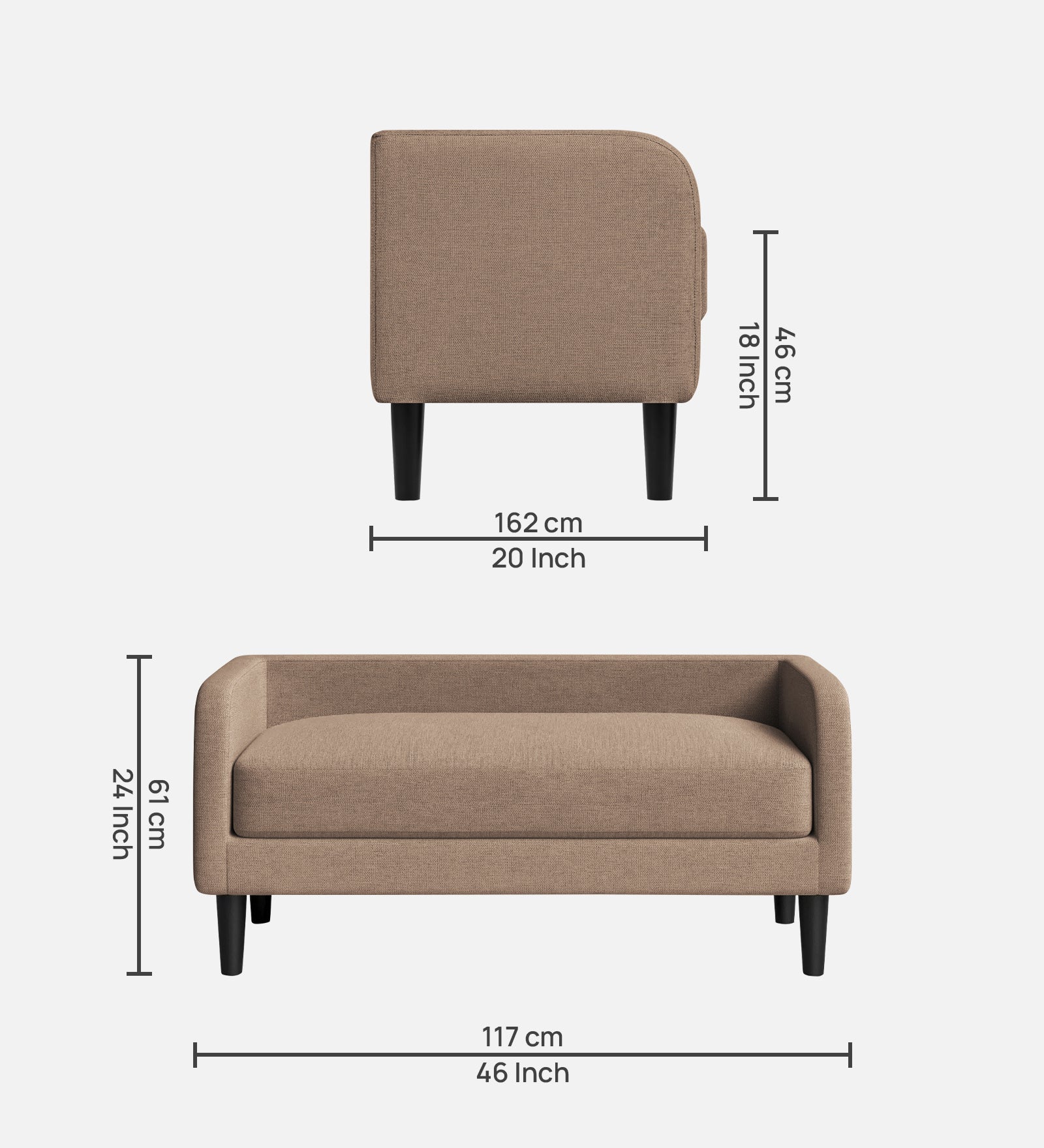 Maya Fabric Bench In Cookie Beige Colour - Febonic Living
