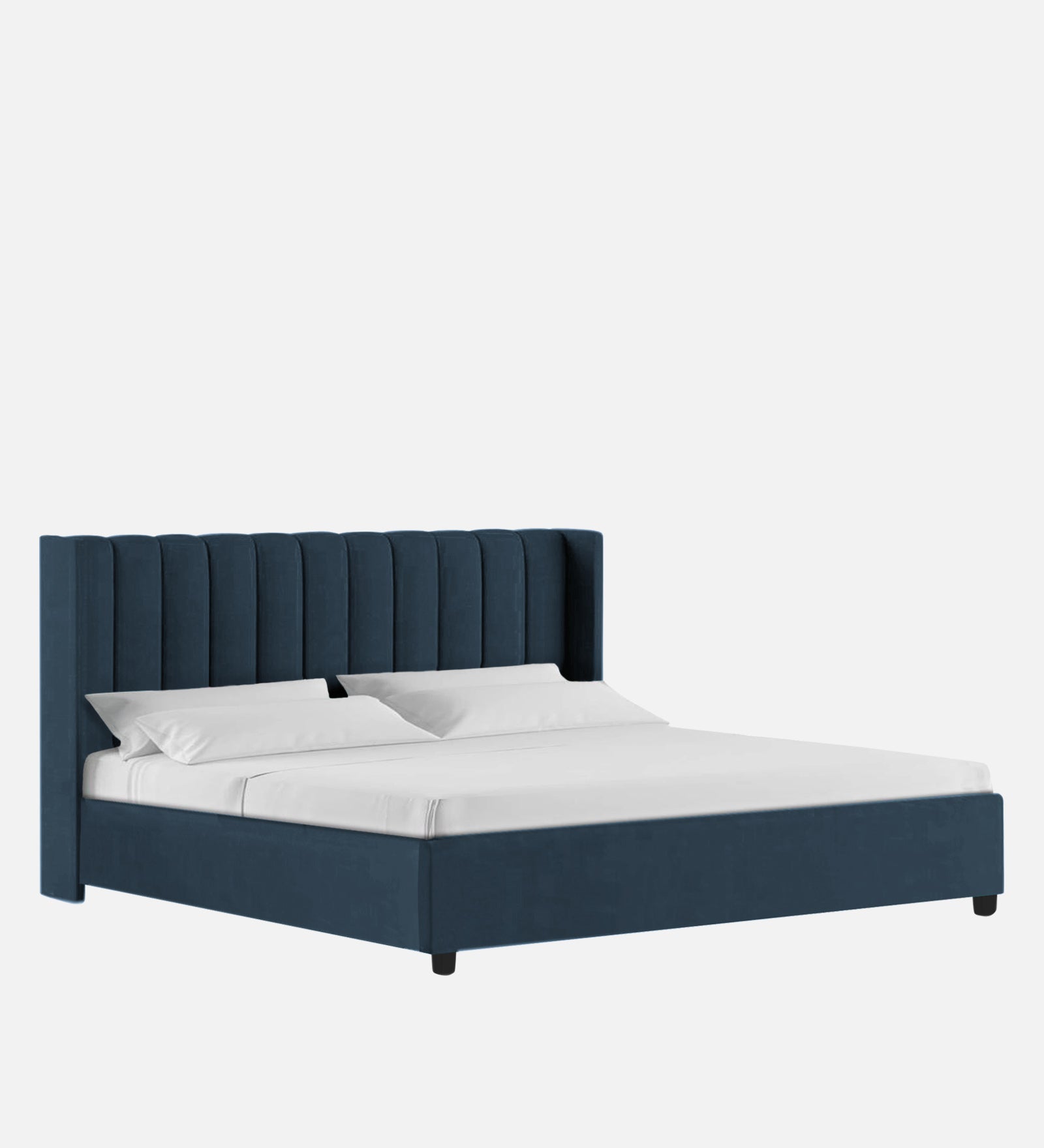 Colina Fabric Upholstered Queen Size Bed In Light Blue Colour With Box Storage - Febonic Living