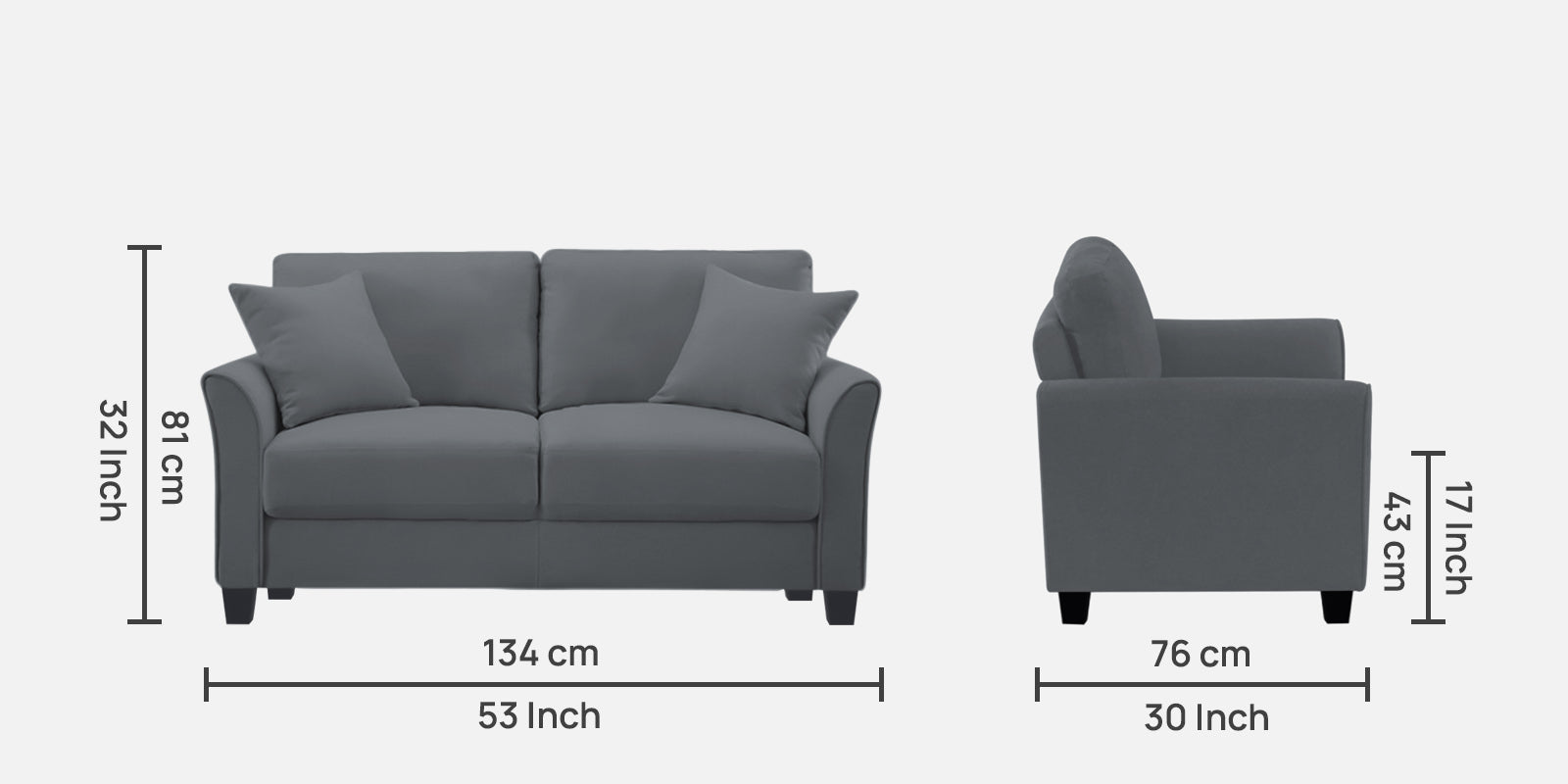 Daroo Velvet 2 Seater Sofa In Pubble Grey Colour - Febonic Living