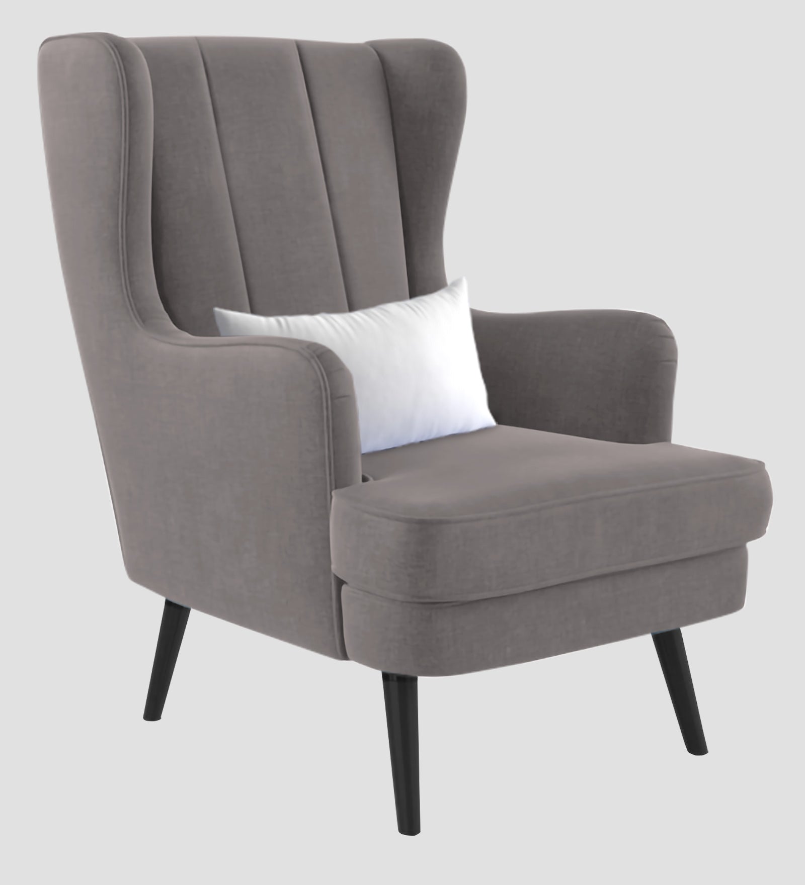 Niya Velvet Wing Chair In Pearl Grey Colour - Febonic Living