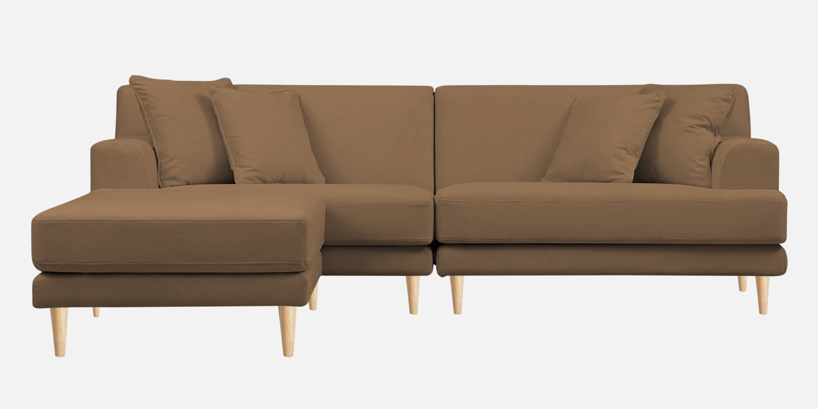 Woody Fabric RHS Sectional Sofa (3+Lounger) In Dusty peach Colour - Febonic Living