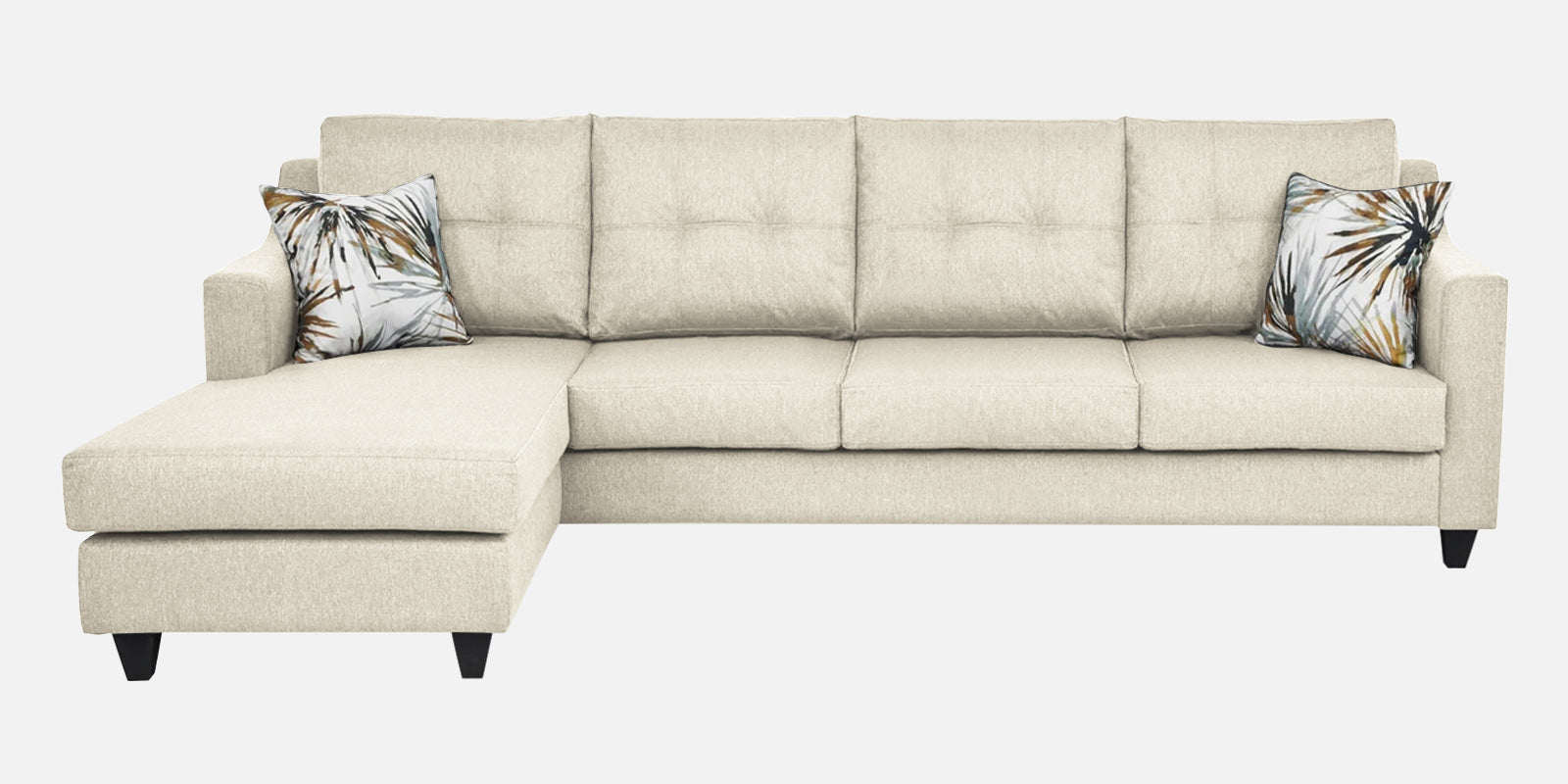 Welly Fabric RHS Sectional Sofa (3+Lounger) In Ivory Cream Colour - Febonic Living