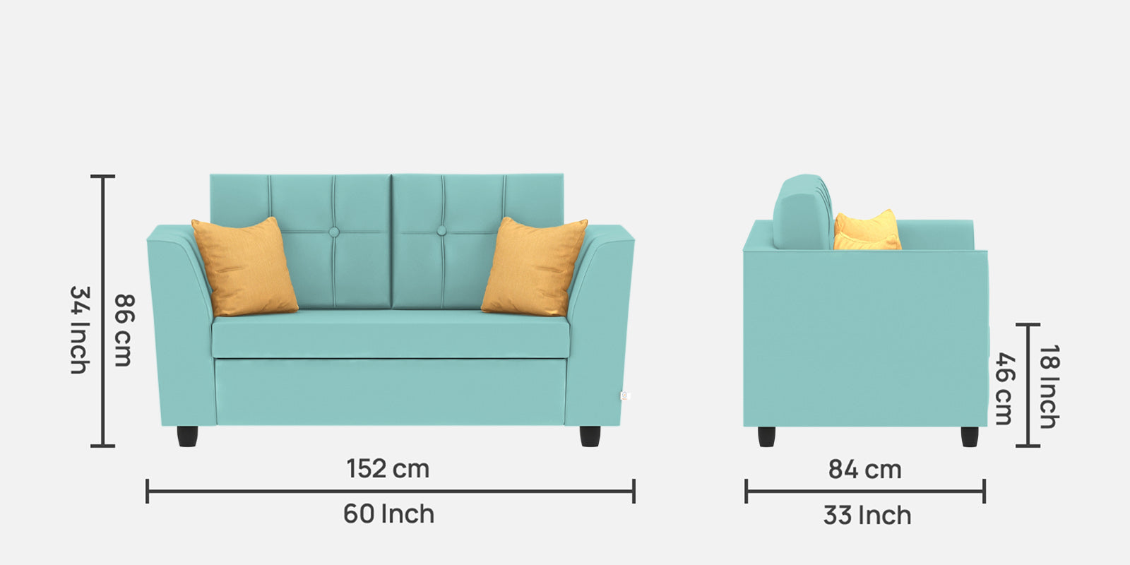 Nestin Velvet 2 Seater Sofa In Barmunda Aqua Colour - Febonic Living