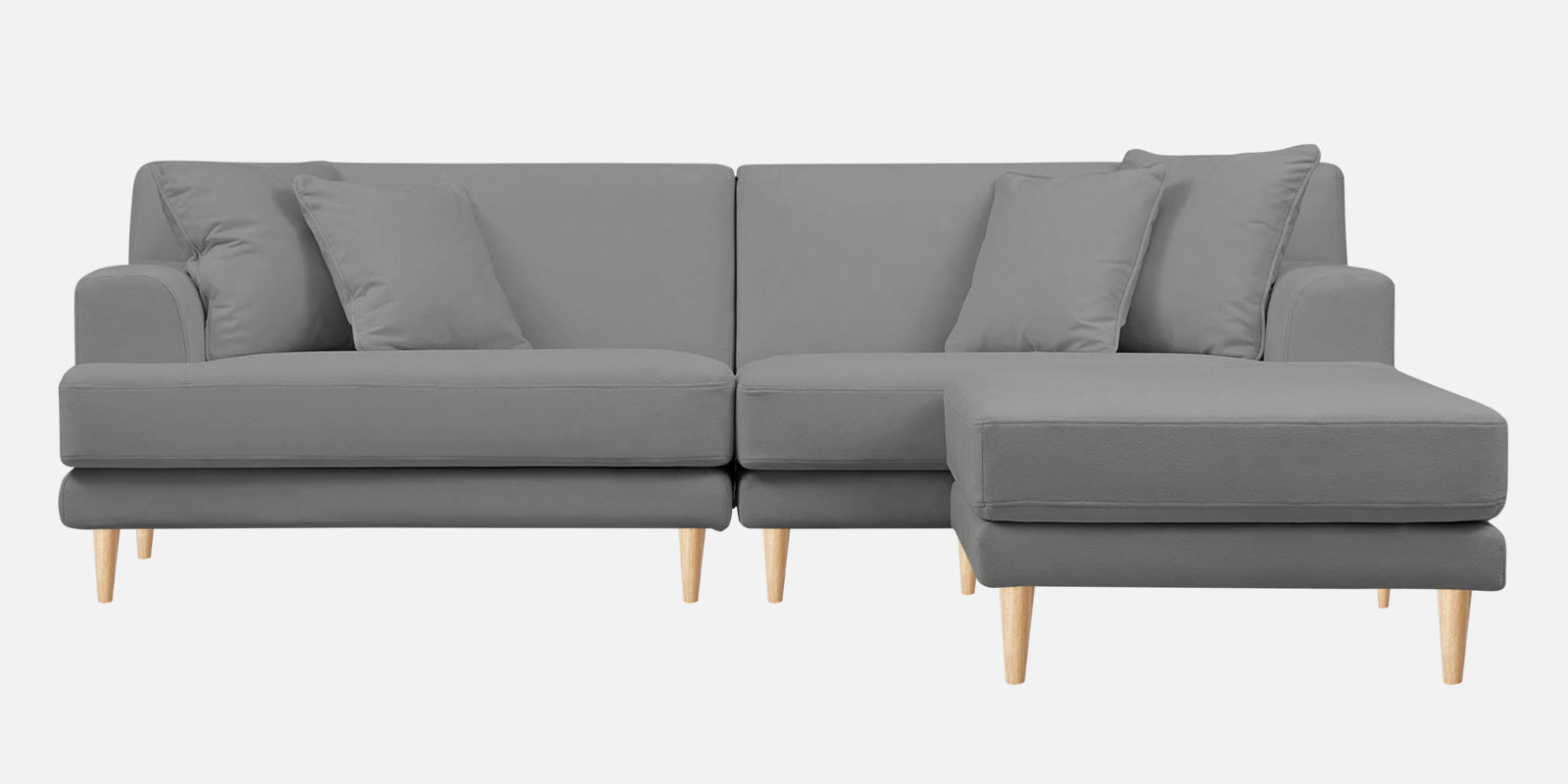 Woody Fabric LHS Sectional Sofa (3+Lounger) In Smoke Grey Colour - Febonic Living