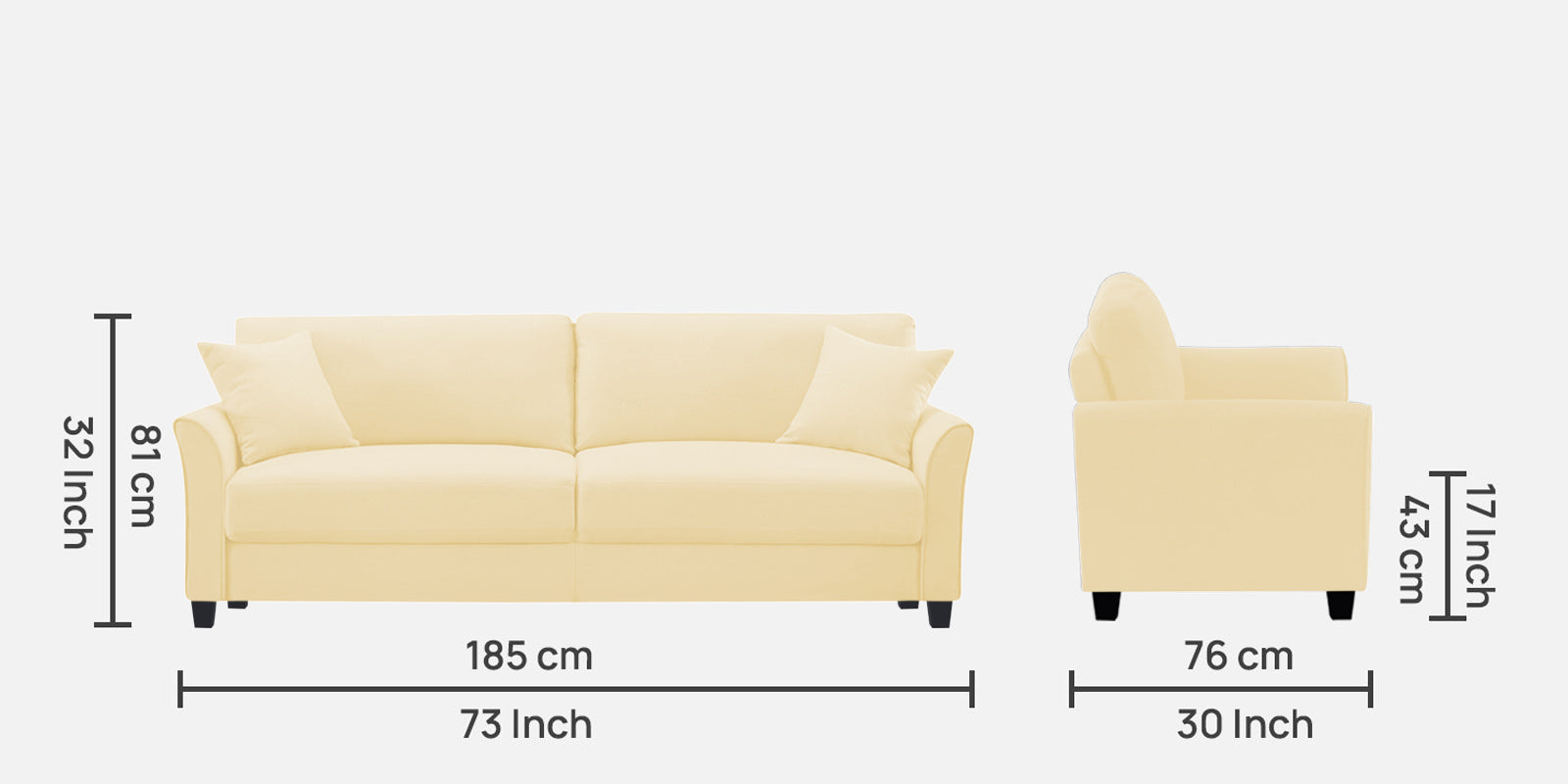 Daroo Velvet 3 Seater Sofa In Sandy Beige Colour - Febonic Living